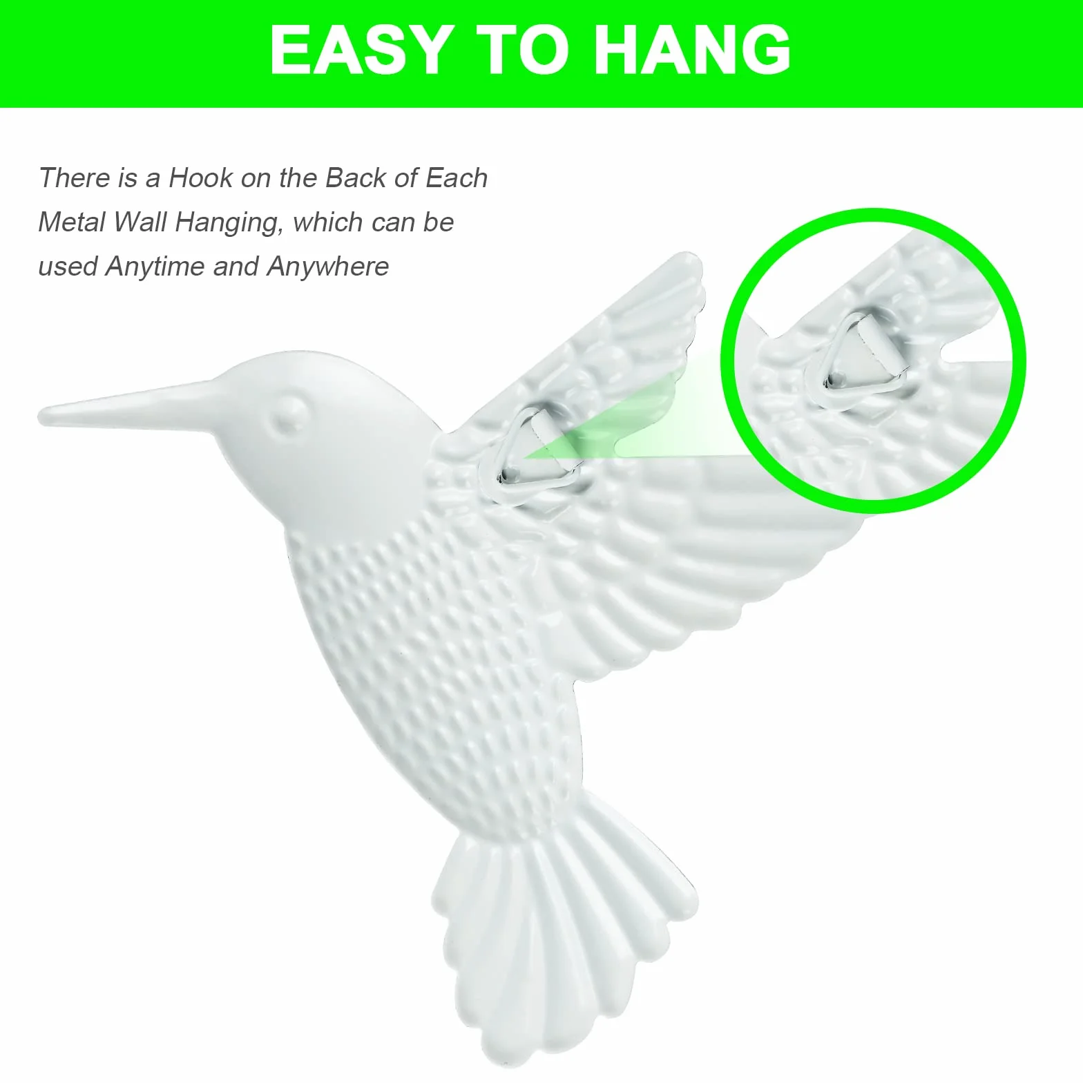 OFFCUP Métal Colibri Décoration Murale, 4PCS Sculpture en Fer, Mur Art Colibris Suspendues pour Jardin Maison