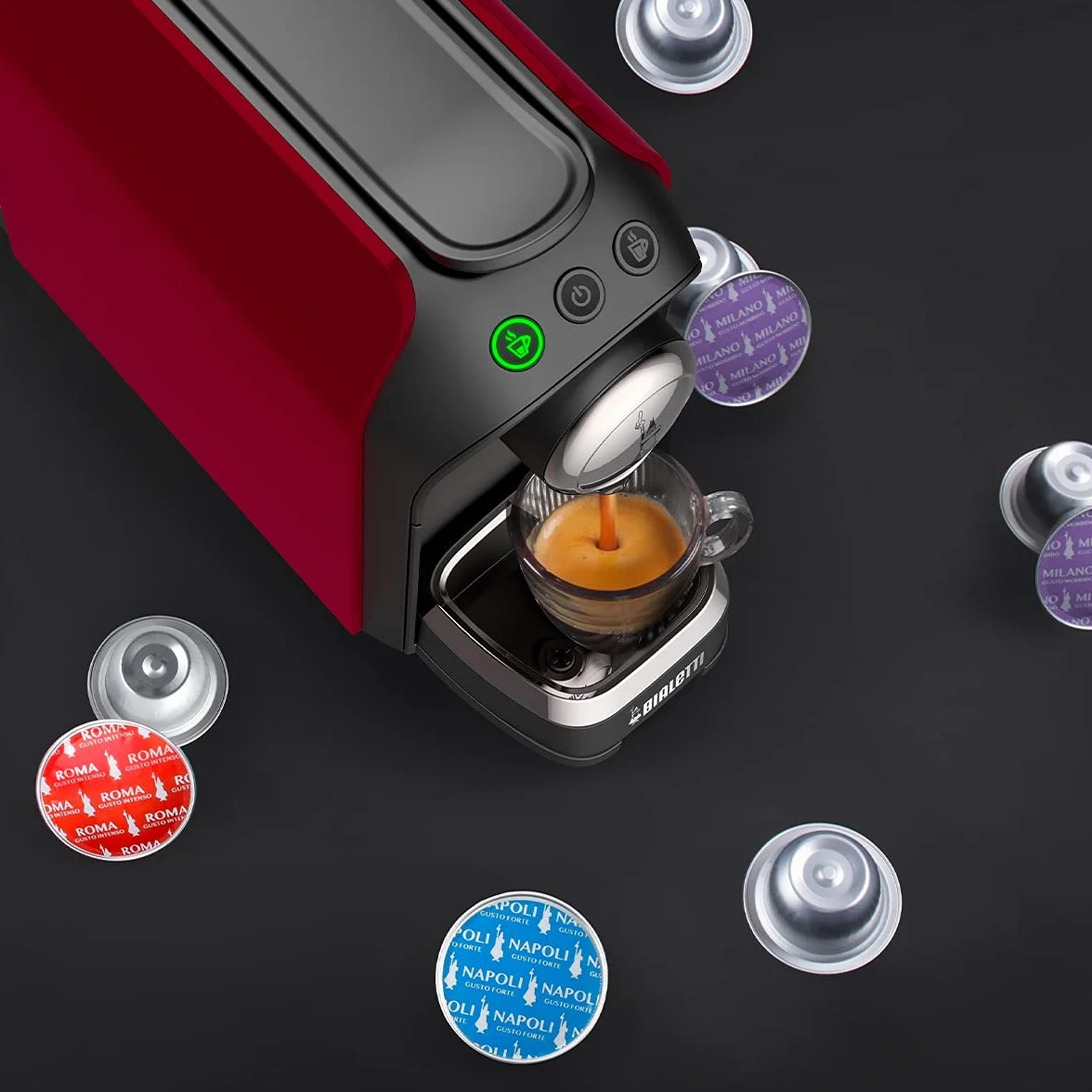 Bialetti Super, Machine à café expresso pour Gélules en aluminium, 1200W, Rouge