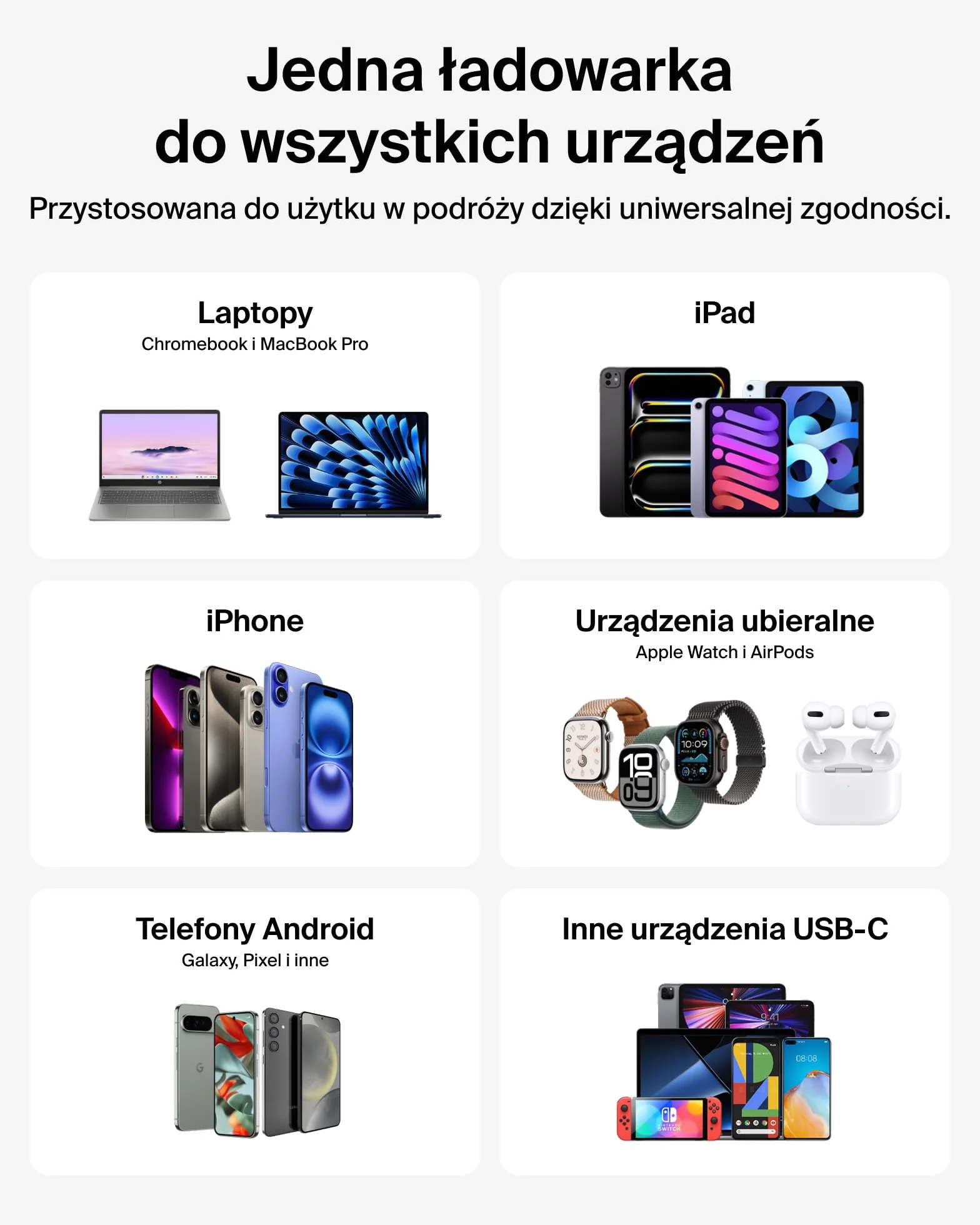 Belkin 3-portowa ładowarka USB-C GaN 70 W, 2 porty USB-C i 1 port USBA, końcówki wtyczek US/UK/UE, szybkie ładowanie urządzeń MacBook, iPhone, iPad Pro, Samsung Galaxy, Google Pixel i innych – Biała