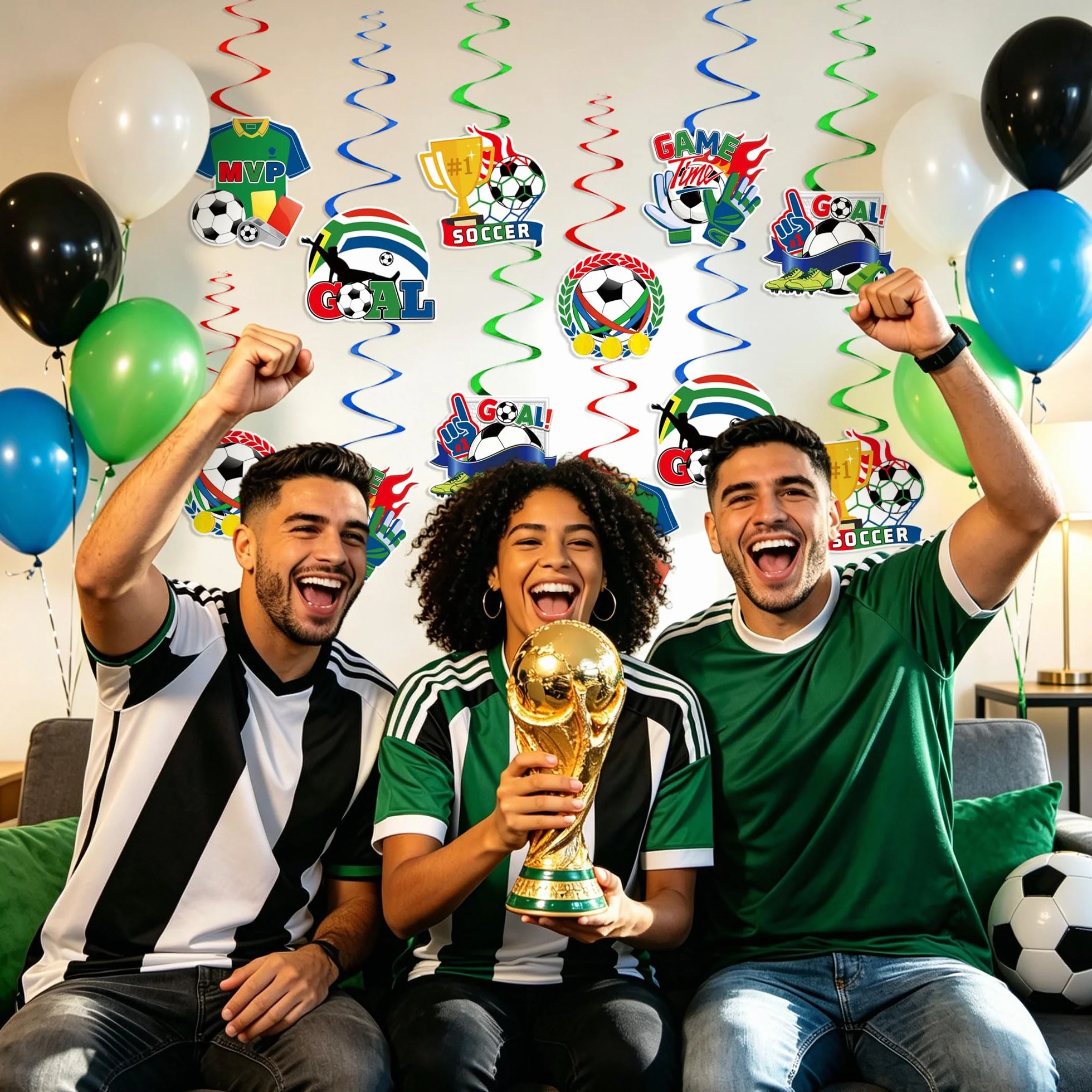 LaVenty 12 décorations fête football spirales suspendues thème sport ornement