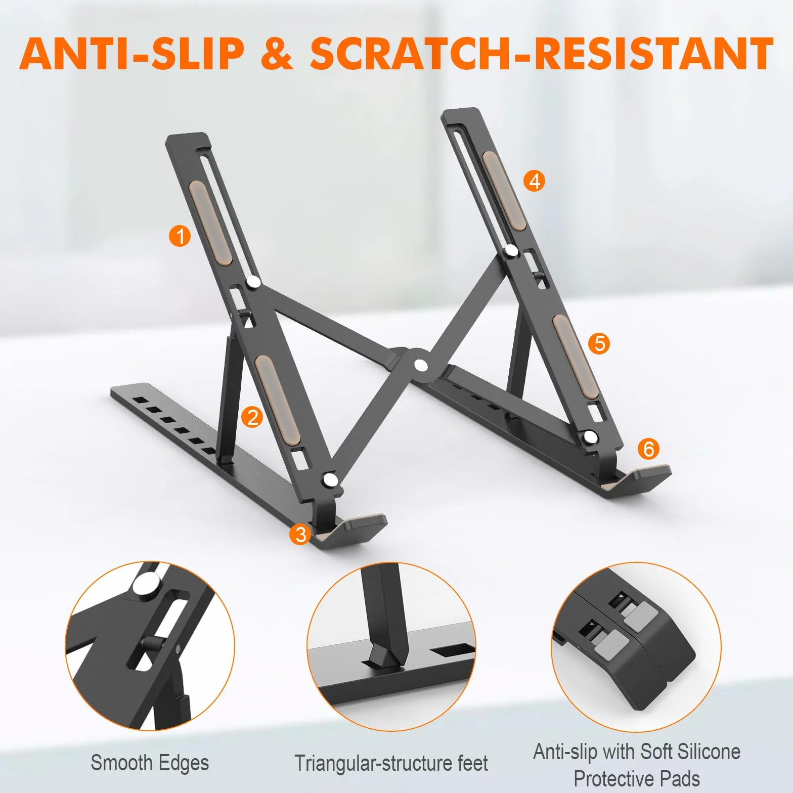 GRIFEMA Support Ordinateur Portable Réglable 7 Angles, Pliable en Aluminium pour 10-15.6'' Laptops