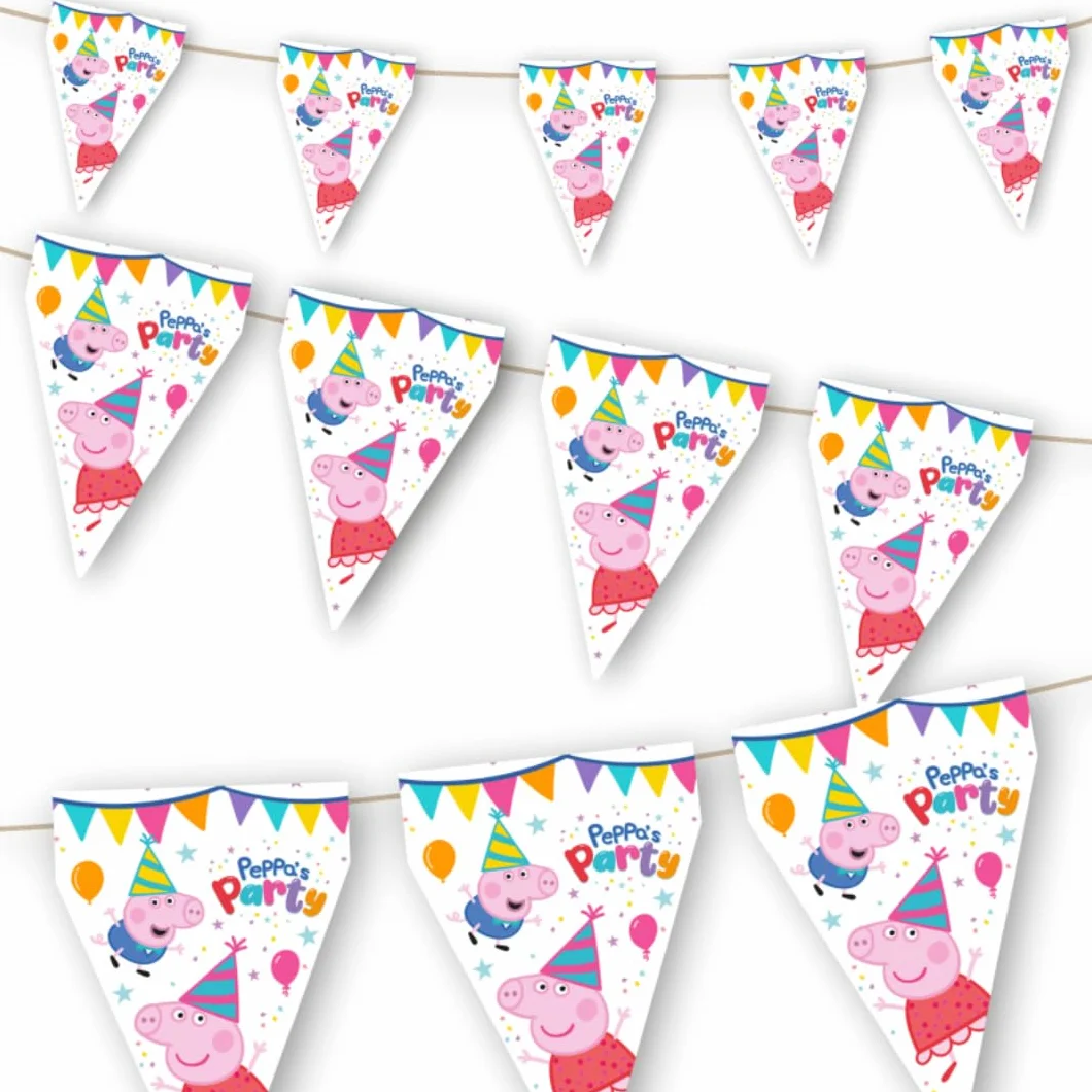 Fanion d'anniversaire Peppa Pig, Décoration d'enfant 3 M