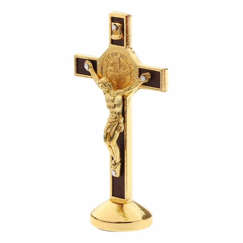 POFET Statue Crucifix Jésus-Christ sur croix doré voiture
