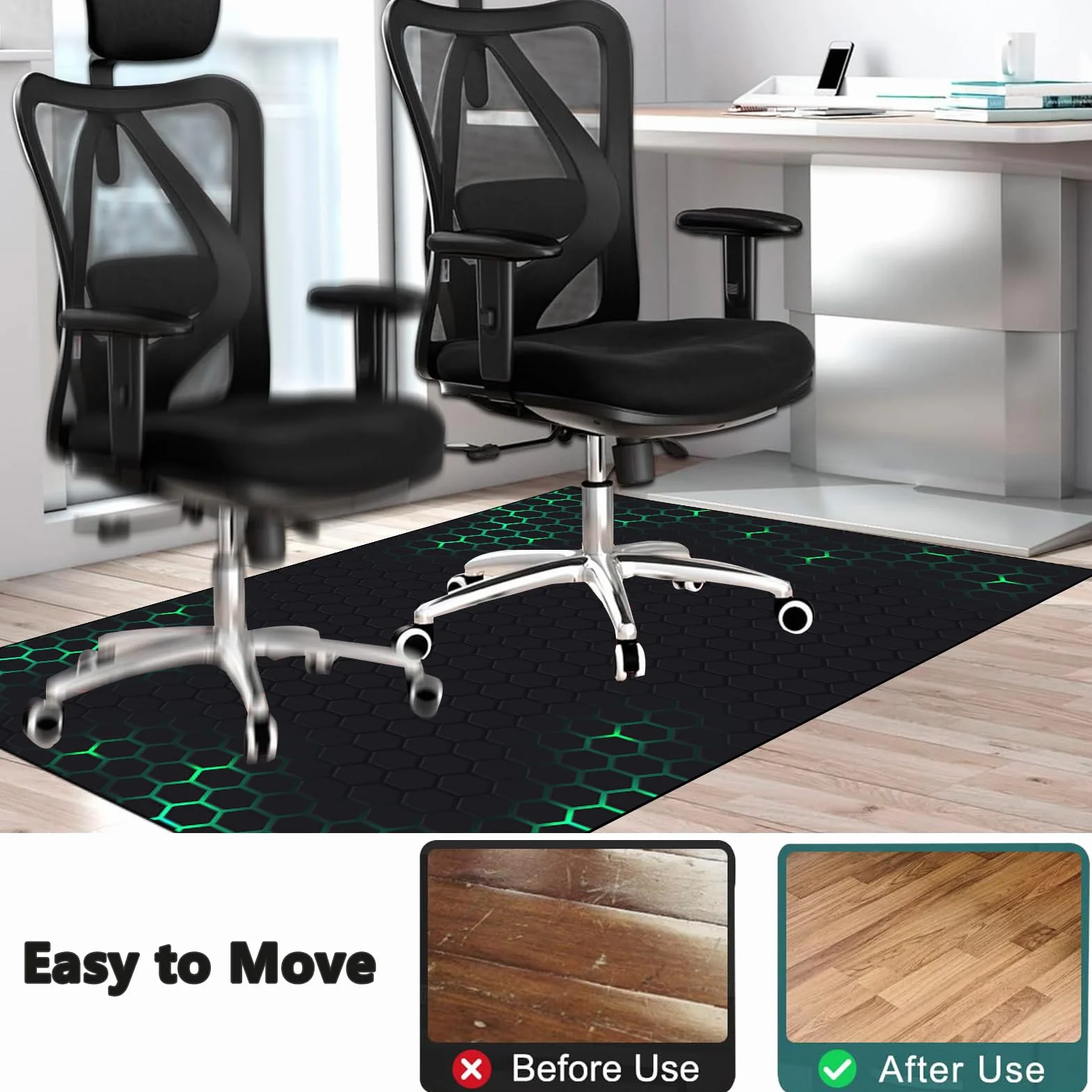 Tapis Gaming Sol, Tapis de Protection du Sol pour Chaise de Bureau, Tapis de Sol Gamer, Tapis Chaise de Bureau Gaming Antidérapant, Tapis Protège-Sol pour Parquet, Carrelage et Sol Dur 160 x 180 cm