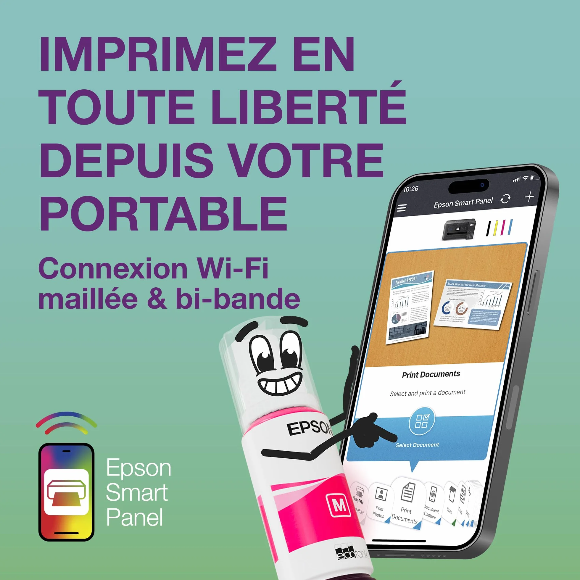 Epson EcoTank ET-4956 Imprimante Multifonction A4 Wi-Fi Ethernet Recto Verso Écran Tactile ADF