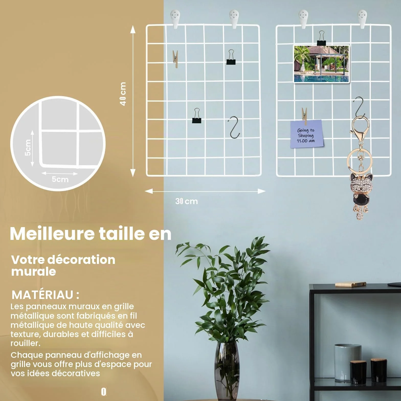 Grille Murale Decorative 2 Pack Metal - Panneau Grillage Photo Mural DIY