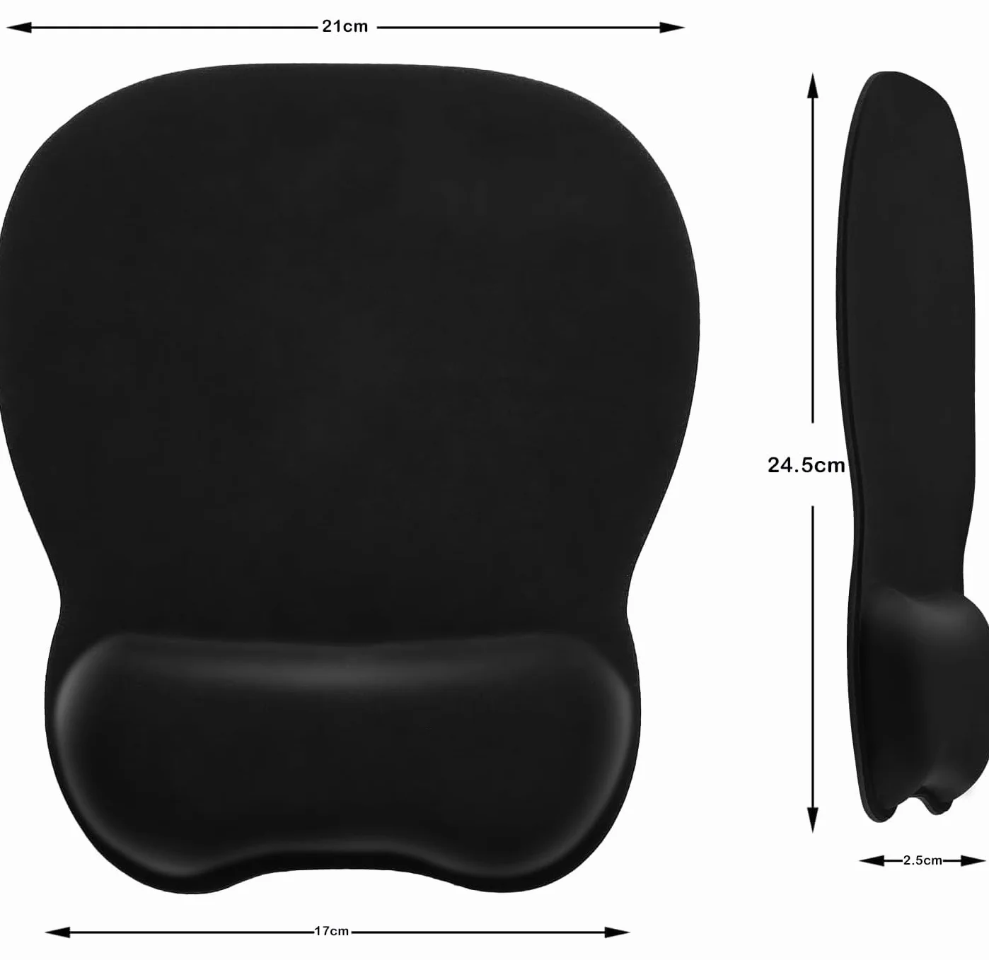 Tapis de Souris Ergonomique avec Repose-Poignet Mousse à Mémoire, Antidérapant, Lavable, Noir