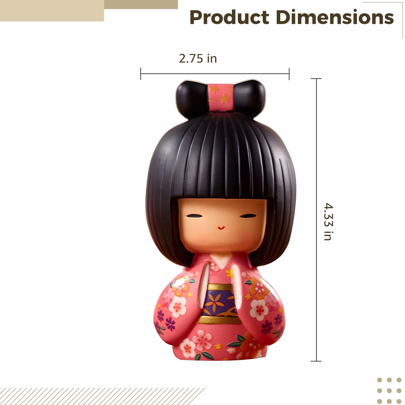 Poupée Geisha Japonaise Kokeshi Artisanat Résine 31 cm Décoration Culturelle