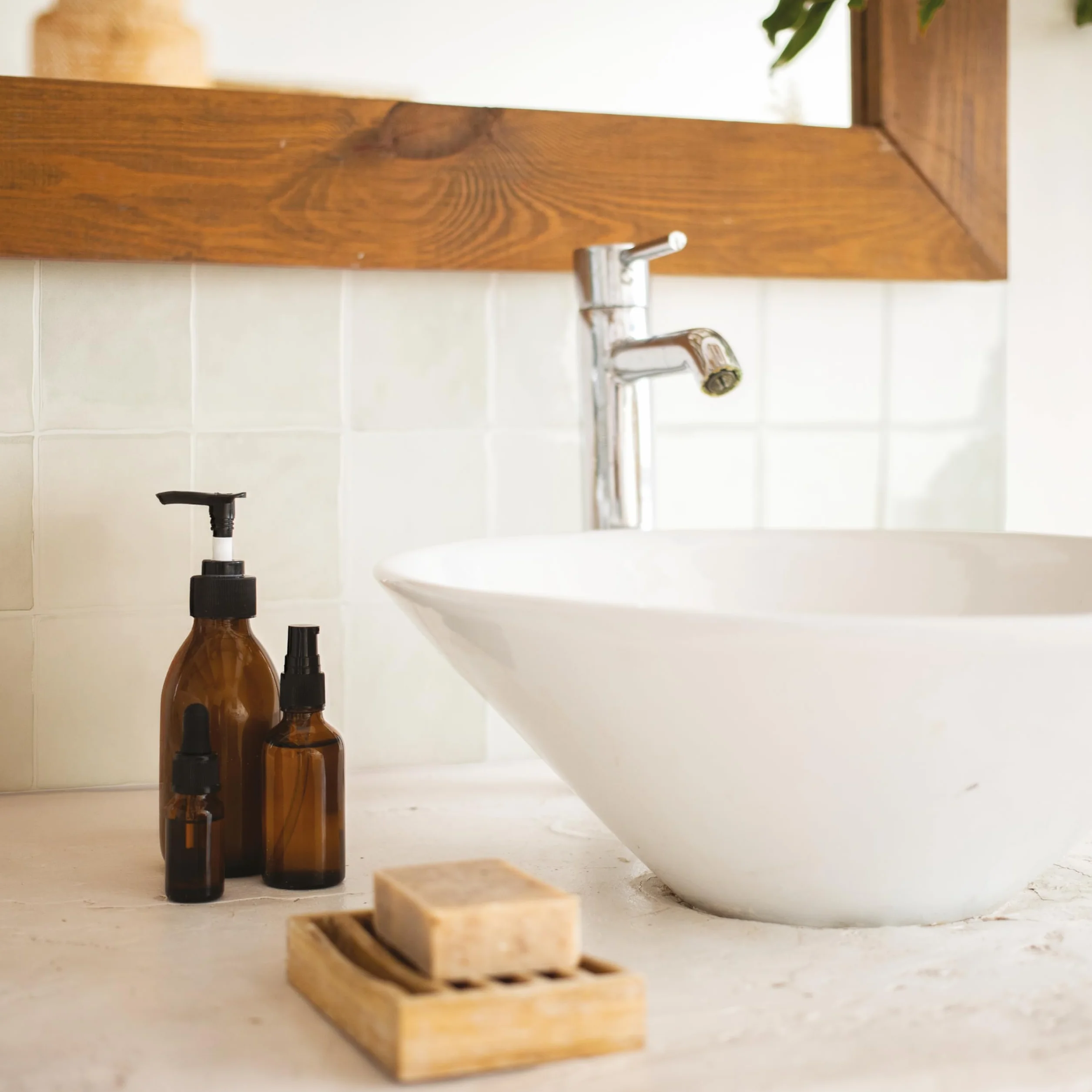 Smart Tiles Credence Adhesive Cuisine Zellige Beige/Gris, Carrelage Adhesif Mural Salle de Bain 3D, 5 Stickers Muraux 22.86x22.86 cm