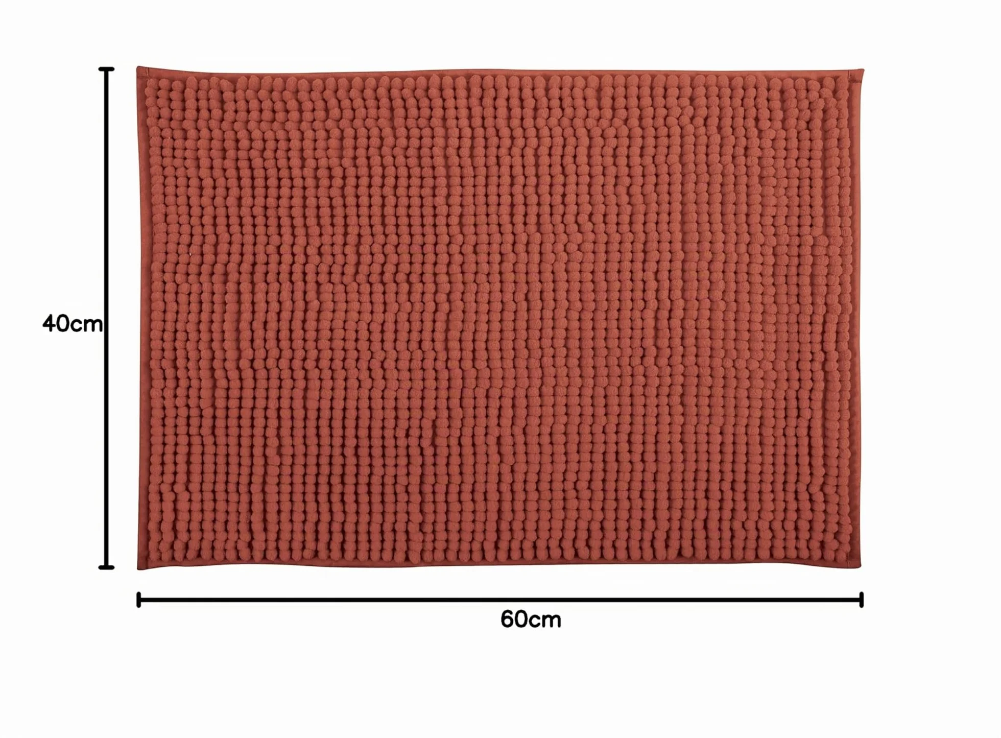 Tapis de Bain Microfibre Chenille Anti-dérapant Lavable Machine 60x60 cm Terracotta