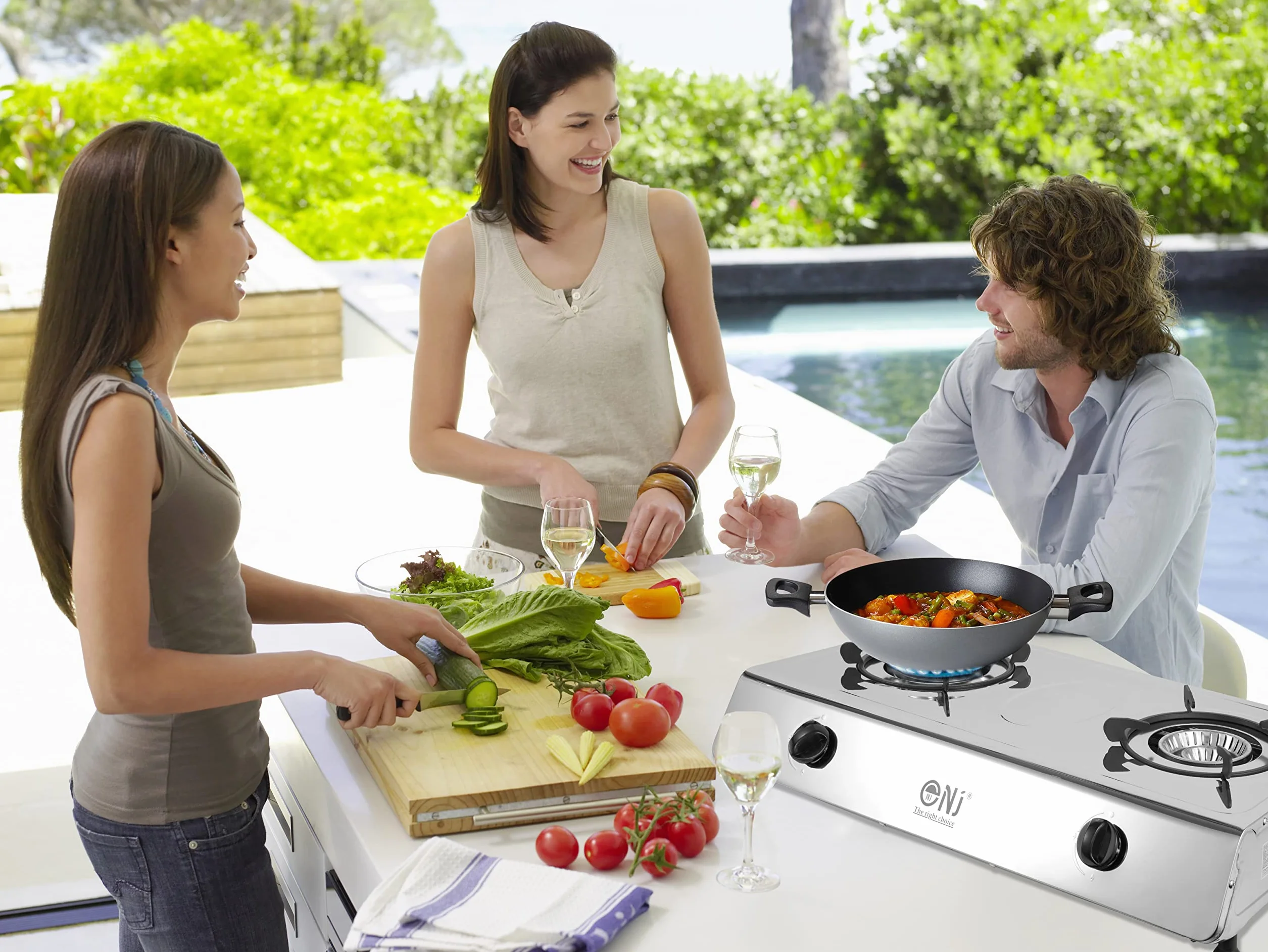 NJ-200 Réchaud à Gaz - 2 Feux Plaque de Cuisson Portable GPL 8.8kW