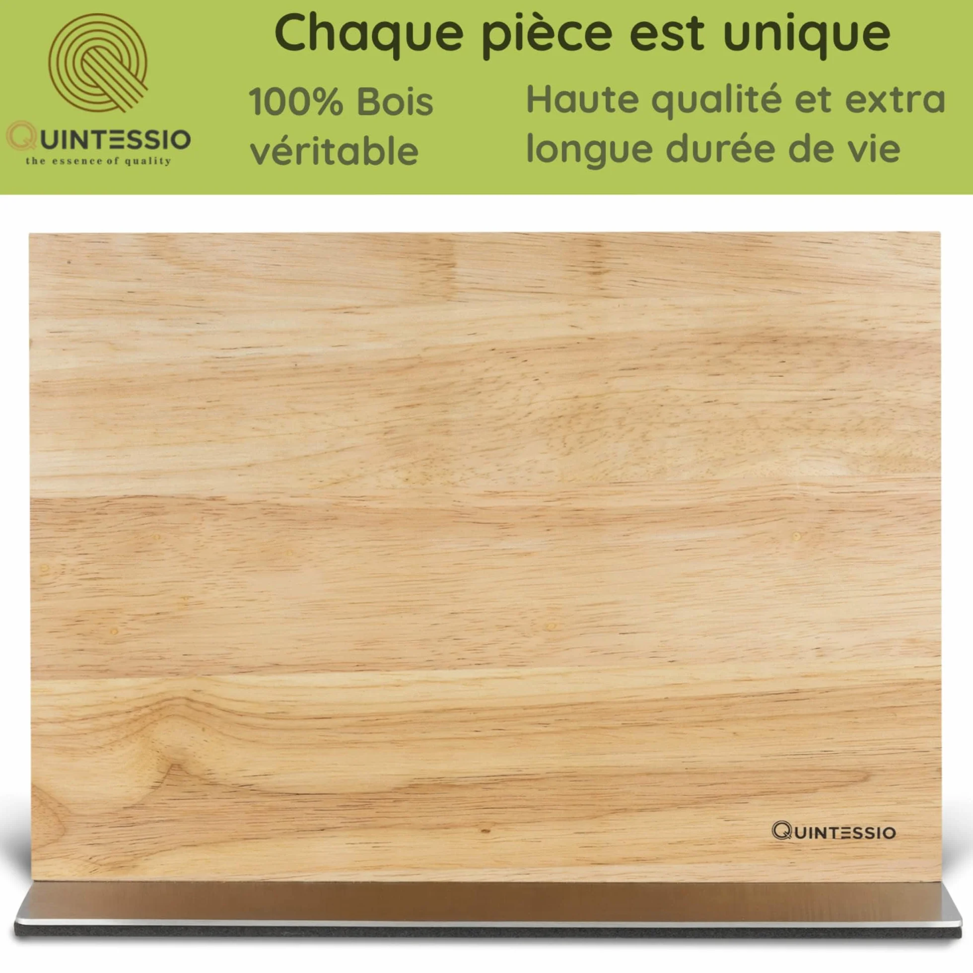 QUINTESSIO - XL Porte couteaux aimanté - bloc à couteaux magnétique des deux côtés - porte-couteaux magnétique - support couteau de cuisine - bloc à couteaux cuisine vides en bois - chêne clair