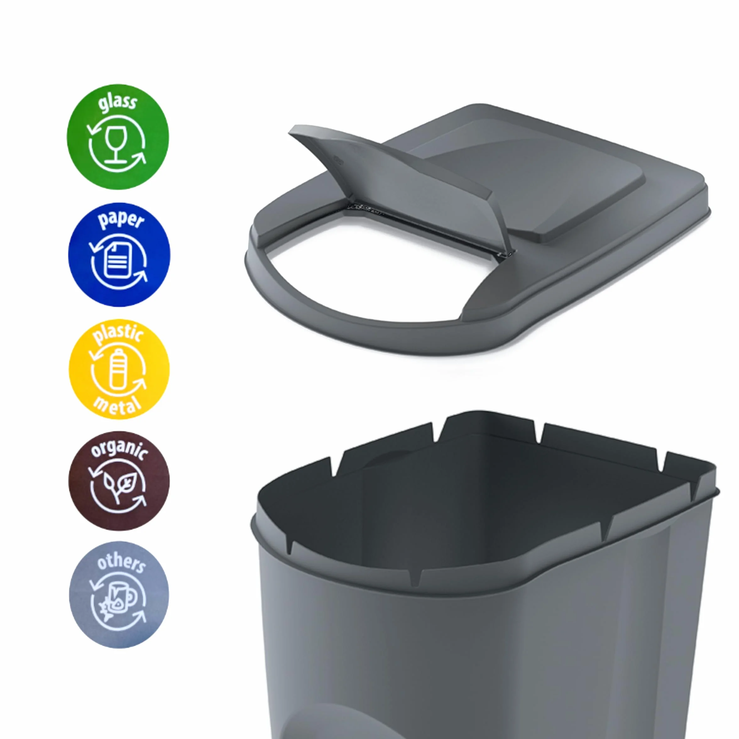 Bacs de recyclage 75 L gris lot de 3