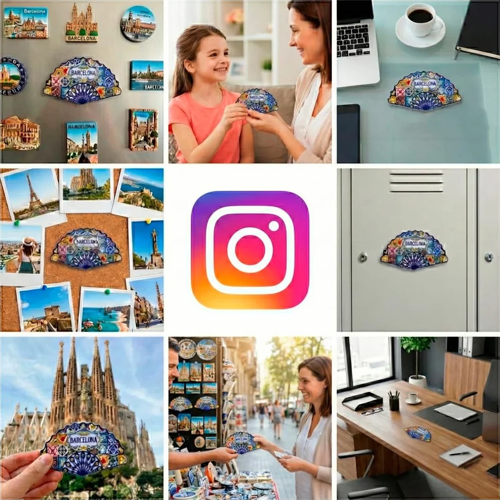 Aimant de Barcelone Souvenir Gaudí Mosaïque Sainte Famille Parc Güell