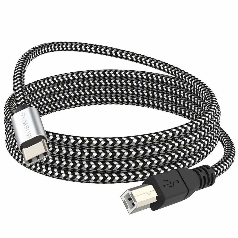 MOSWAG Câble USB B vers USB C 480 Mbps 1M Tressé Nylon Aluminium pour Imprimante MIDI