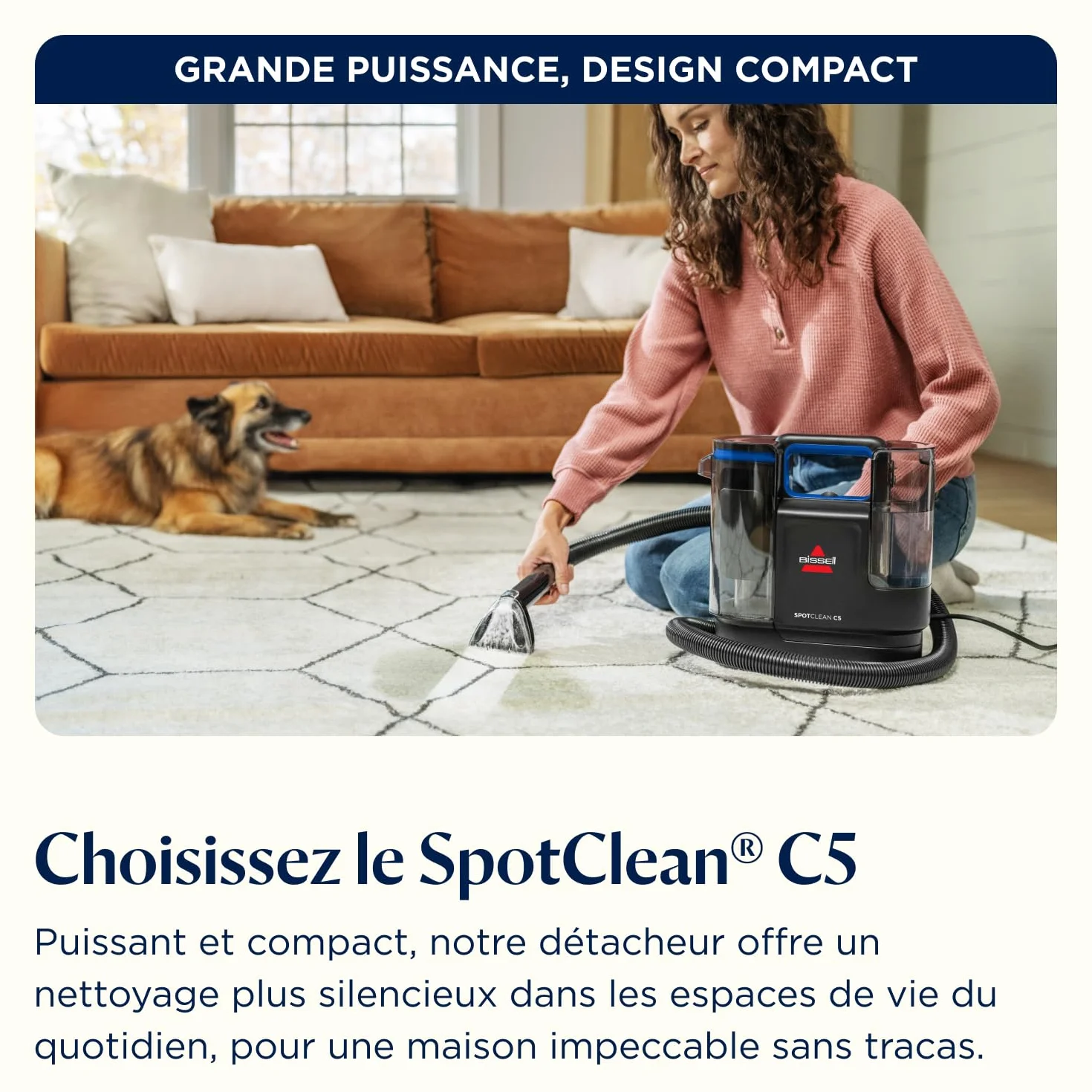 BISSELL SpotClean C5, Shampouineuse Canapé 400W, Nettoyeur Tapis Moquettes Tissus Voiture
