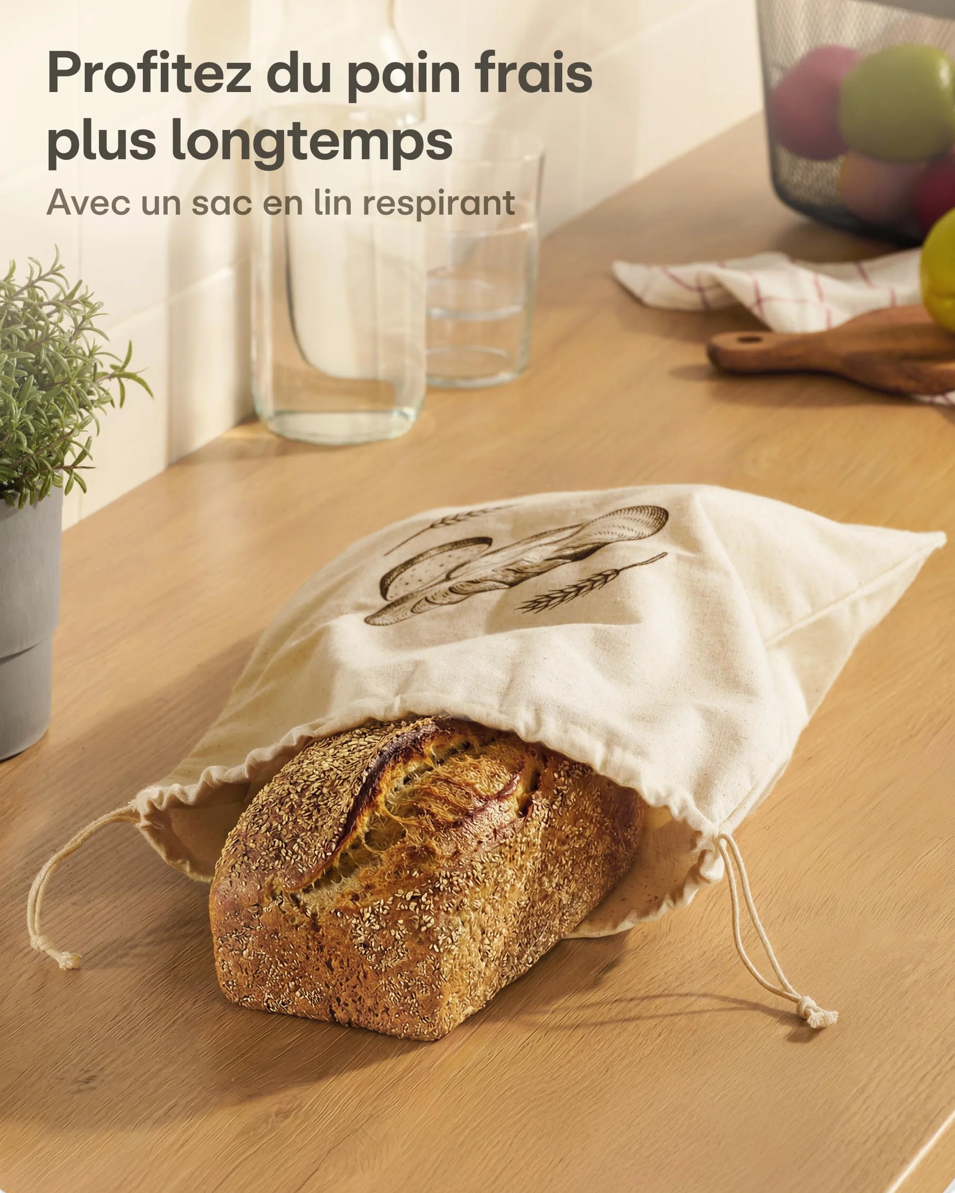 Praknu Set Cocotte En Fonte (28 × 12 cm) – Marmite En Fonte & Cocotte Pain – Avec Banneton, Sac À Pain – Casserole avec Couvercle – 3 L Dutch Oven