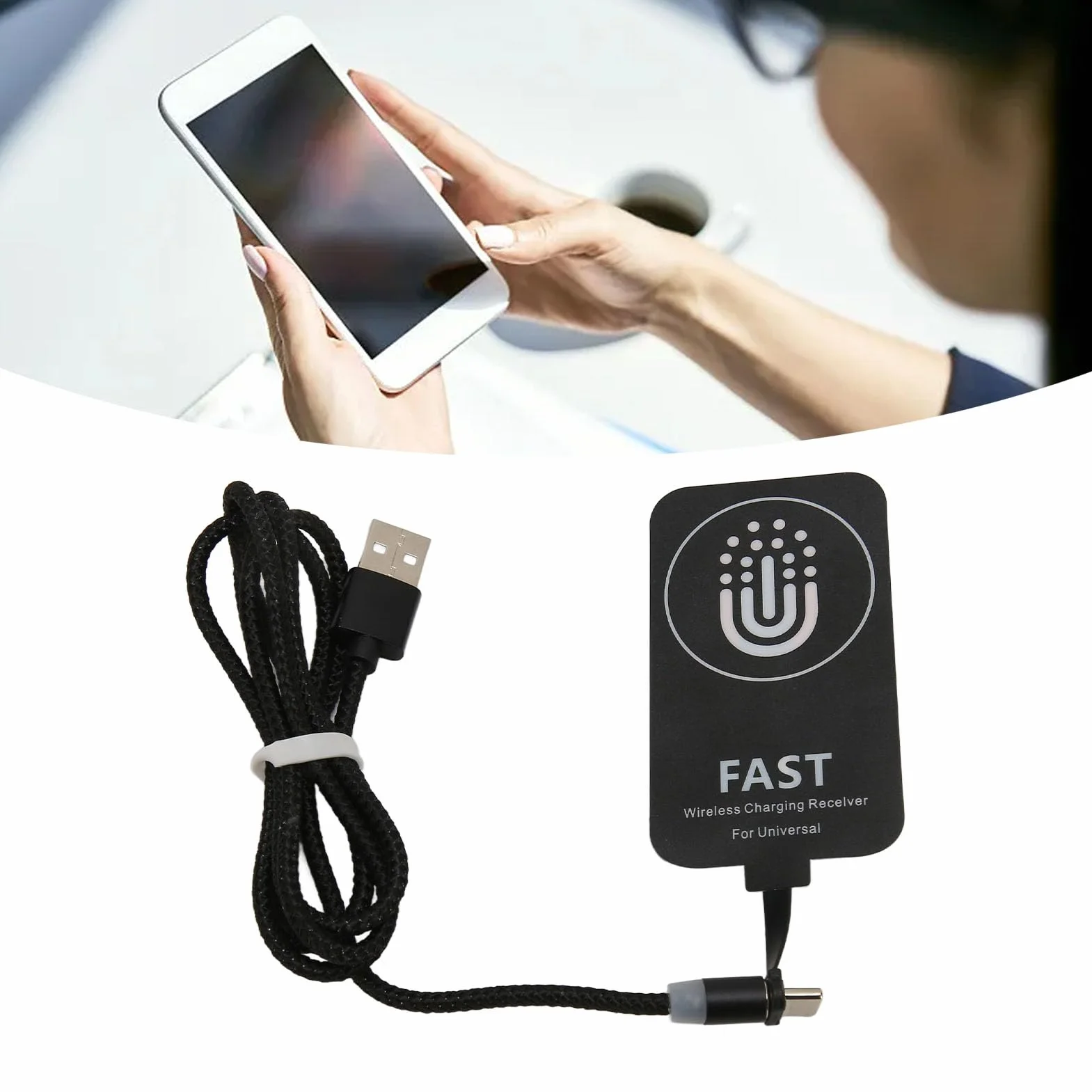 Bezprzewodowy Odbiornik ładowania Typu C, Ssanie Magnetyczne USB C Qi Bezprzewodowa ładowarka z Odbiornikiem Łatka ładująca