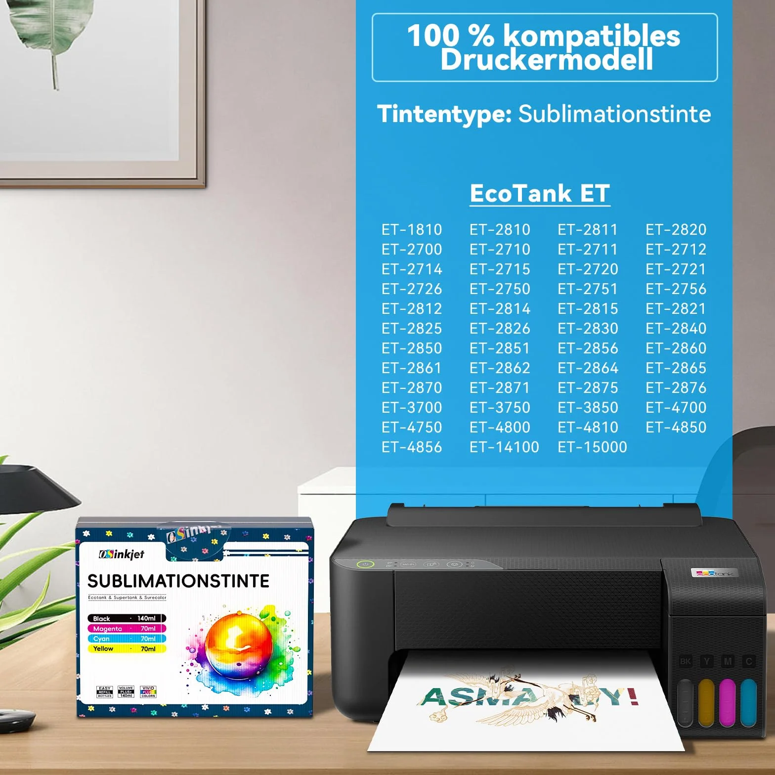 Encre Sublimation Compatible Epson Ecotank 102 104 ET-2865 ET-2876 ET-1810 ET-2861 ET-2870 SCF-100 ET-15000 ET-2810 ET-2856