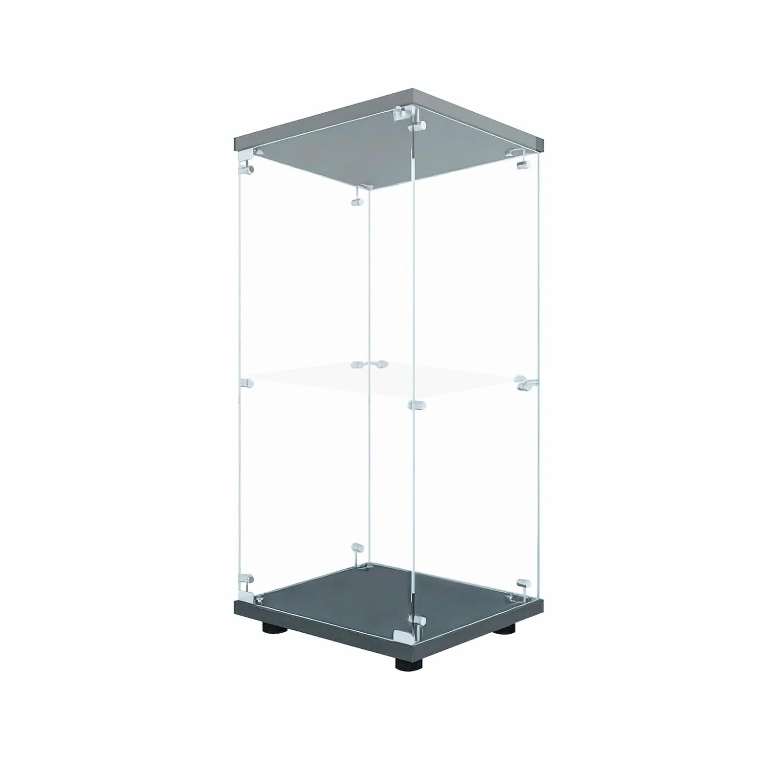 Vitrines, vitrines en Verre, armoires de Rangement Verticales en Verre,Vitrine Verre avec LED,adaptées aux Salons, Chambres, Bureaux (Noir, 2 étages),88x43x37cm