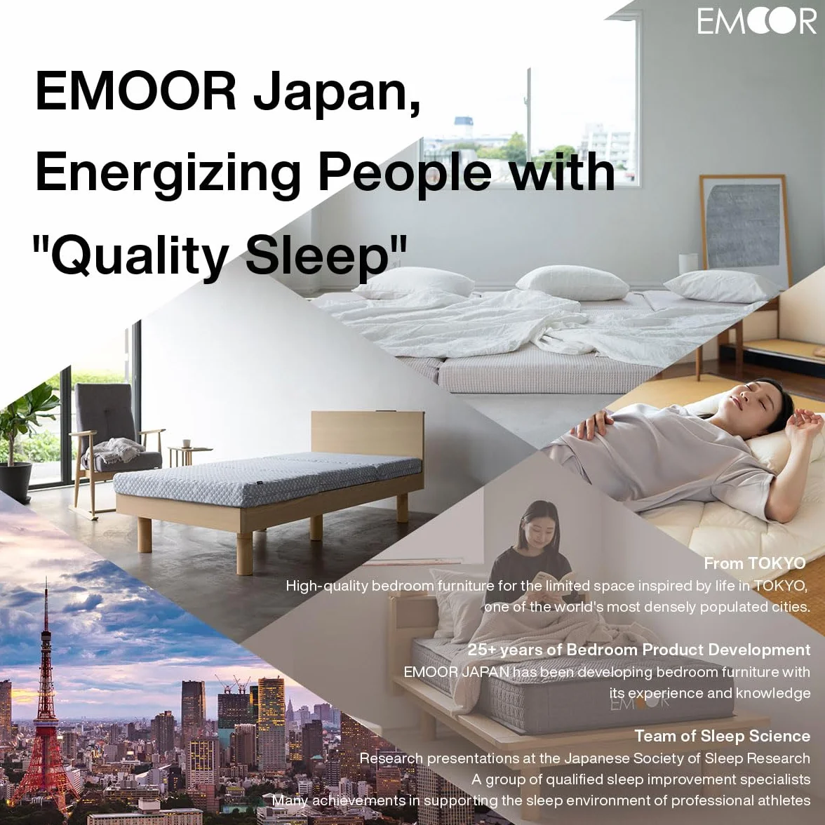 EMOOR Housse Zippée Matelas Futon Japonais PRESSO 165 x 215 cm 100% Coton Bleu