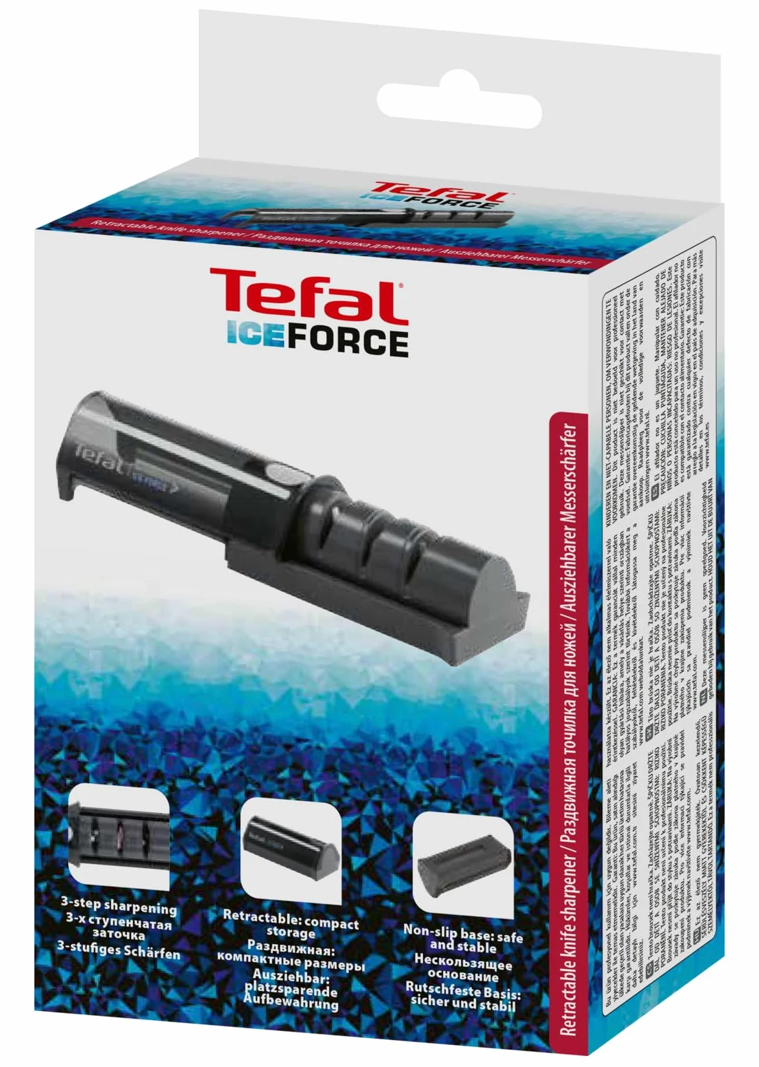 Tefal Aiguiseur de couteaux, Meule japonaise, Affutage en 3 étapes, Noir