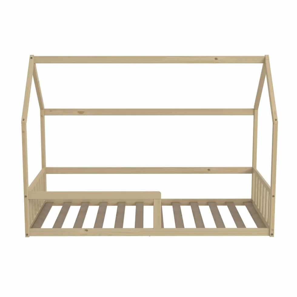 WEBER INDUSTRIES Lit cabane Nemo 90x190 + 1 sommier + barrière/Naturel