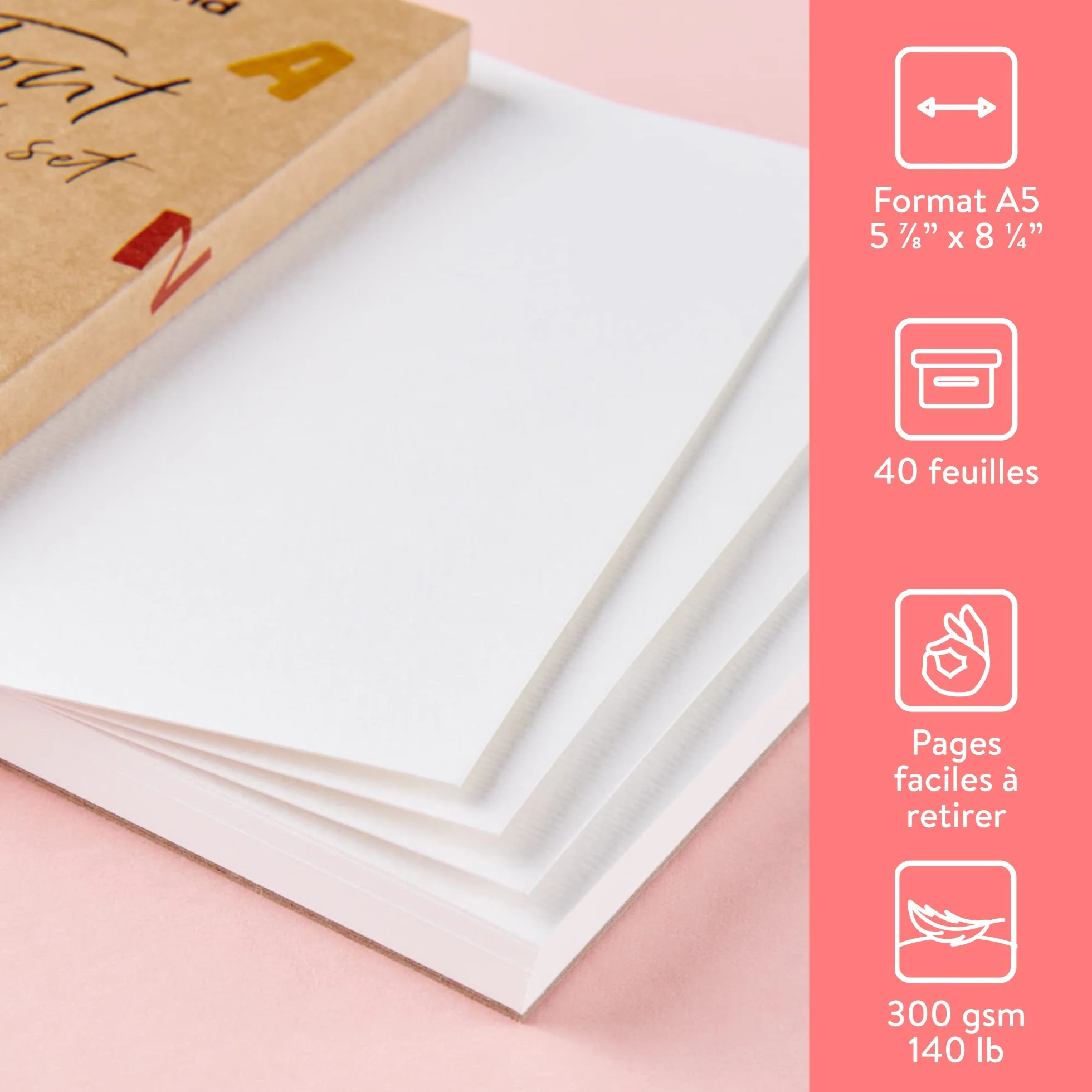 int!rend Carnet de Papier Aquarelle A5 40 Feuilles 300g - Crayon Aquarellable Stylo Pinceau à Réserve d'Eau