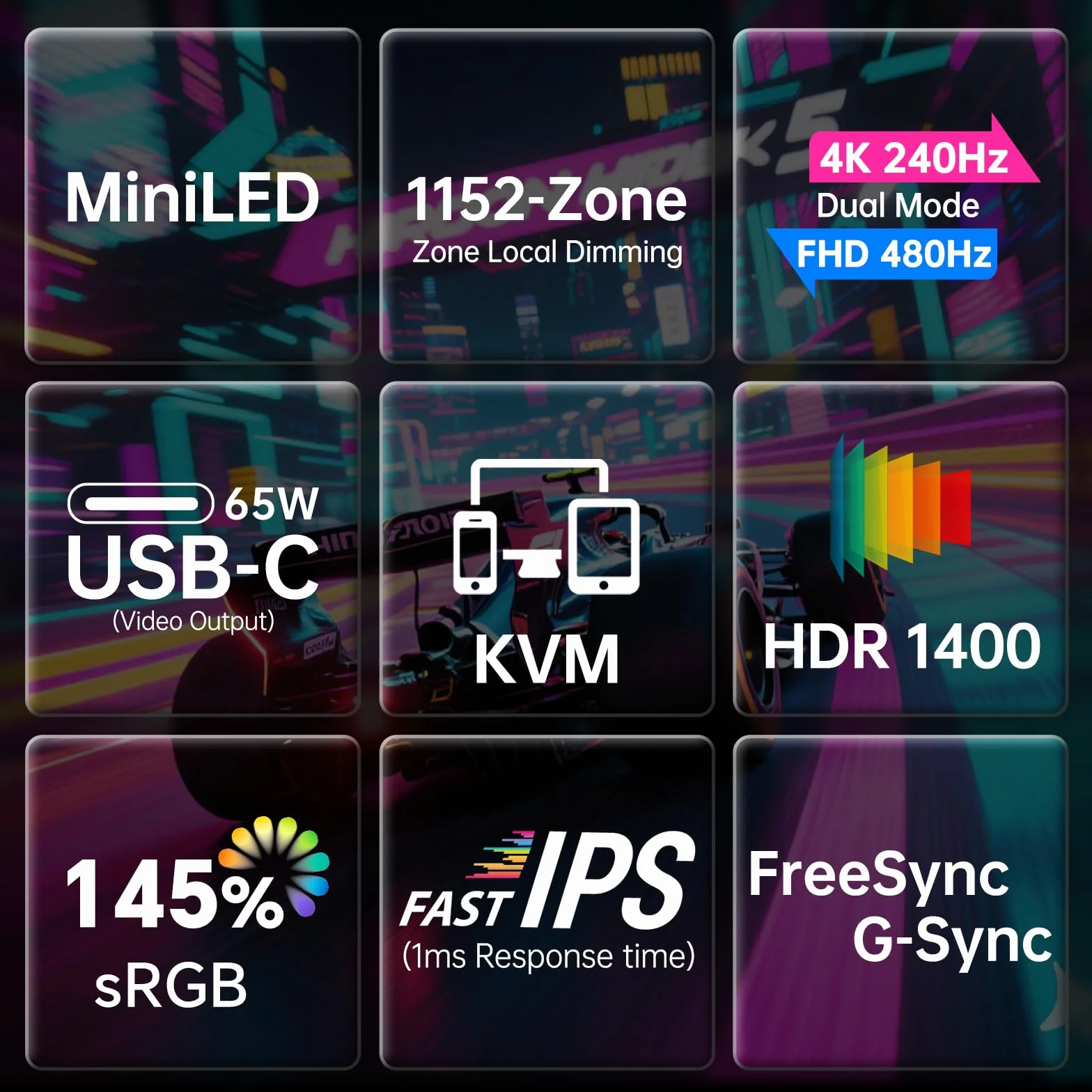 KTC MiniLED Monitor Gamingowy 27 cali | 4K@160Hz, FHD@320Hz Bezczytowe Przełączanie |