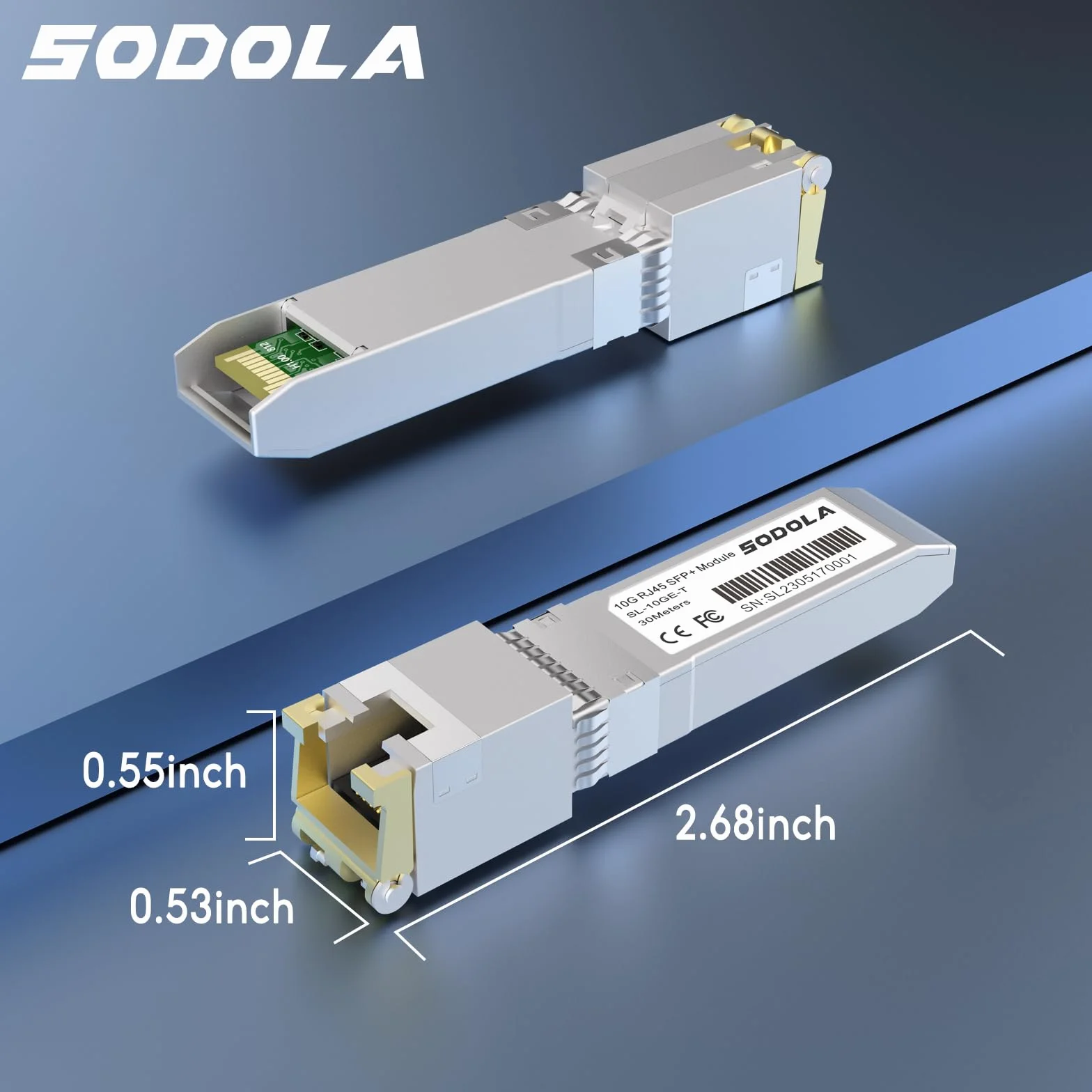 Moduły 10GBase-T RJ45 SFP+ 10G SFP+ RJ-45 miedziany nadajnik do SODOLA, SFP na Ethernet, Plug and Play, Hot Pluggable, do 30 m odległości, miedziane moduły SFP (1 opakowanie)