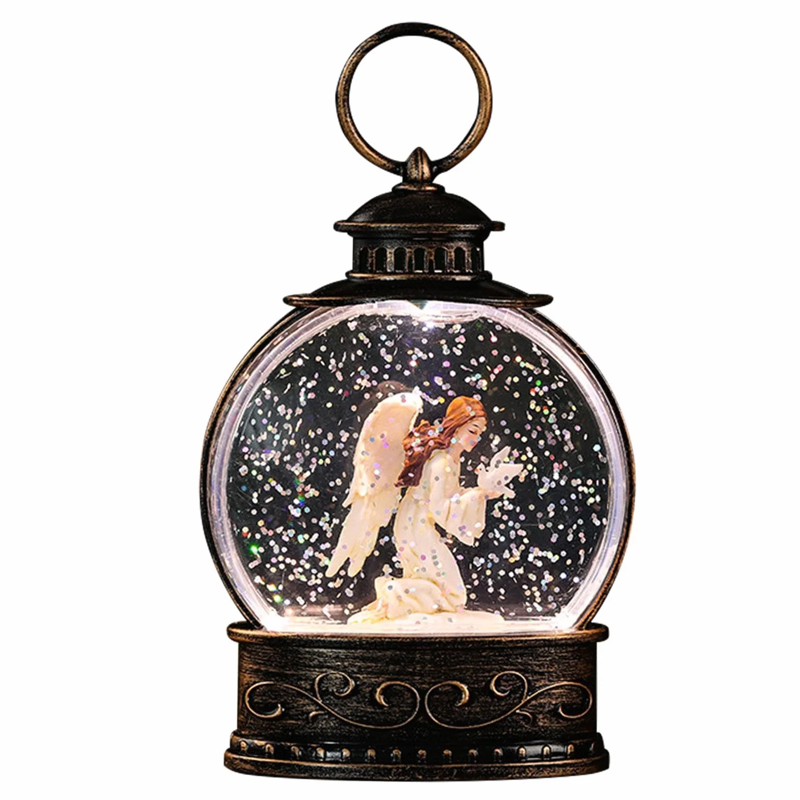 Lampe boule à neige éclairée, boule à neige musicale, lanterne boule à neige avec paillettes, lanterne boule à neige de Noël, boîte à musique