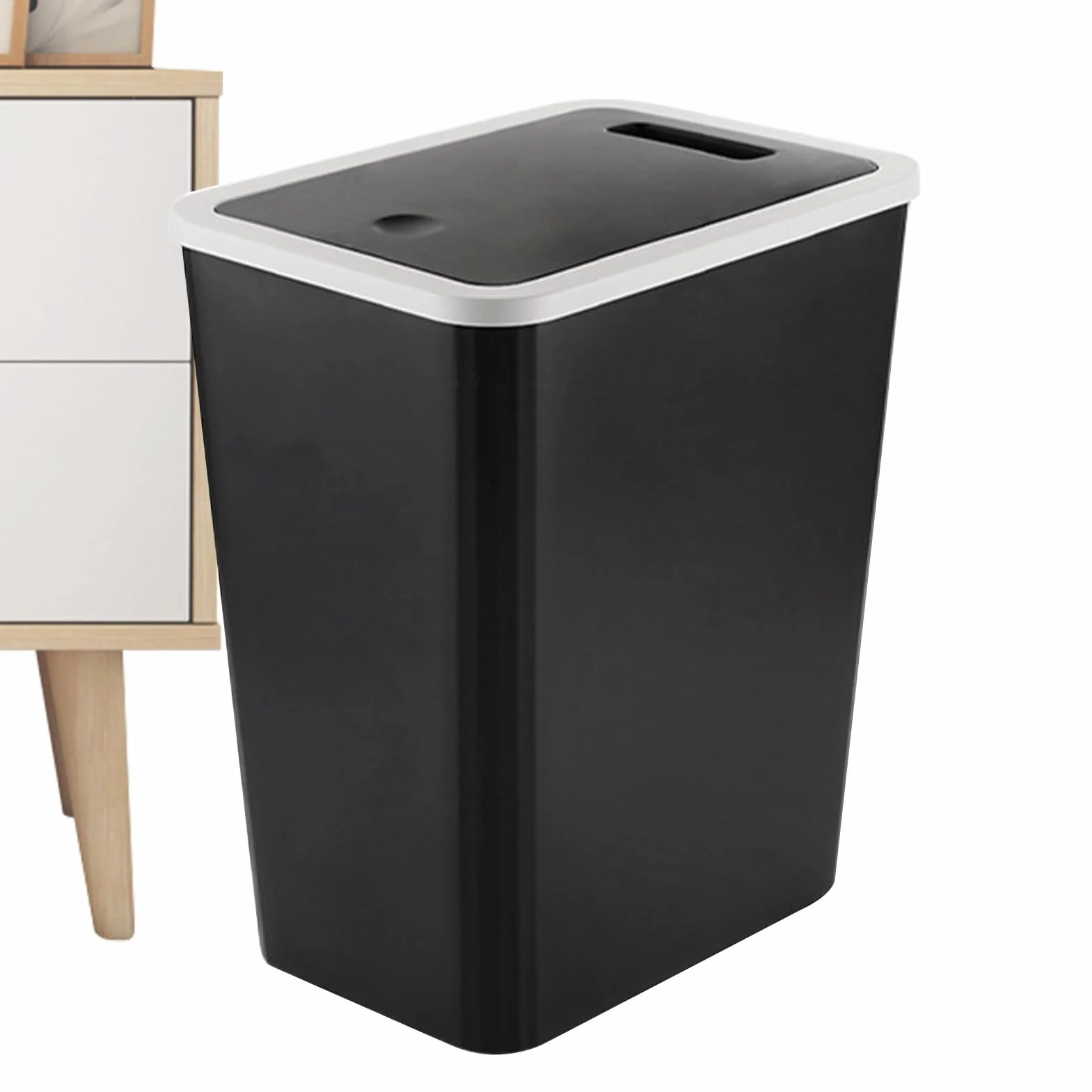 Poubelle de Cuisine 13 Litres avec Couvercle à Pression, Moderne Conteneur à Ordures et Recyclage