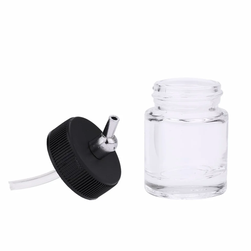 Bouteilles en Verre pour aérographe 10 pièces avec Assemblage de Couvercle d'angle 30°