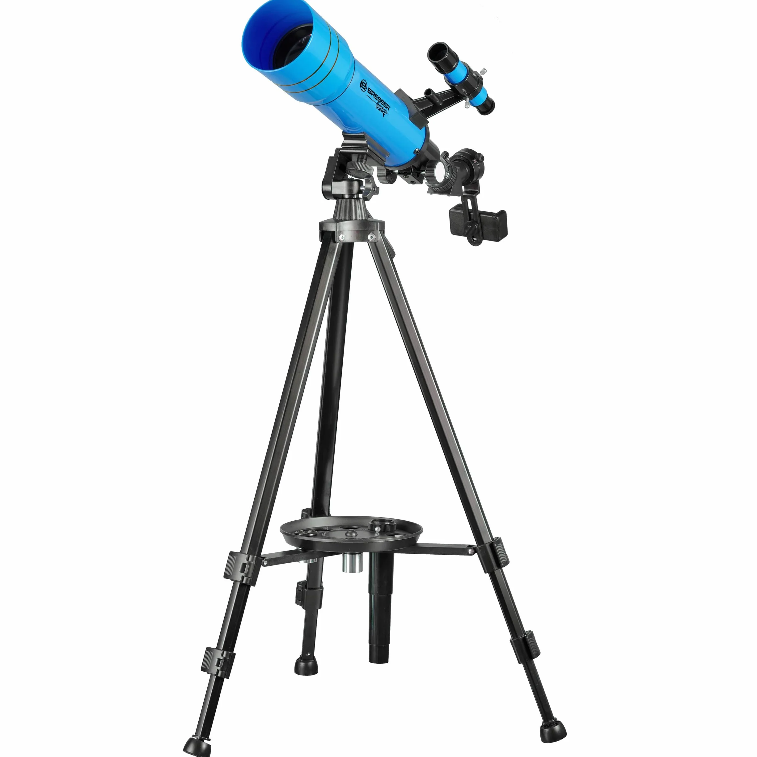 Bresser Junior teleskop dziecięcy 70/400 dla dzieci od 8 lat, astronomia, dla początkujących, teleskop z plecakiem, akcesoriami i uchwytem na smartfon, obserwacja nocnego nieba, niebieski