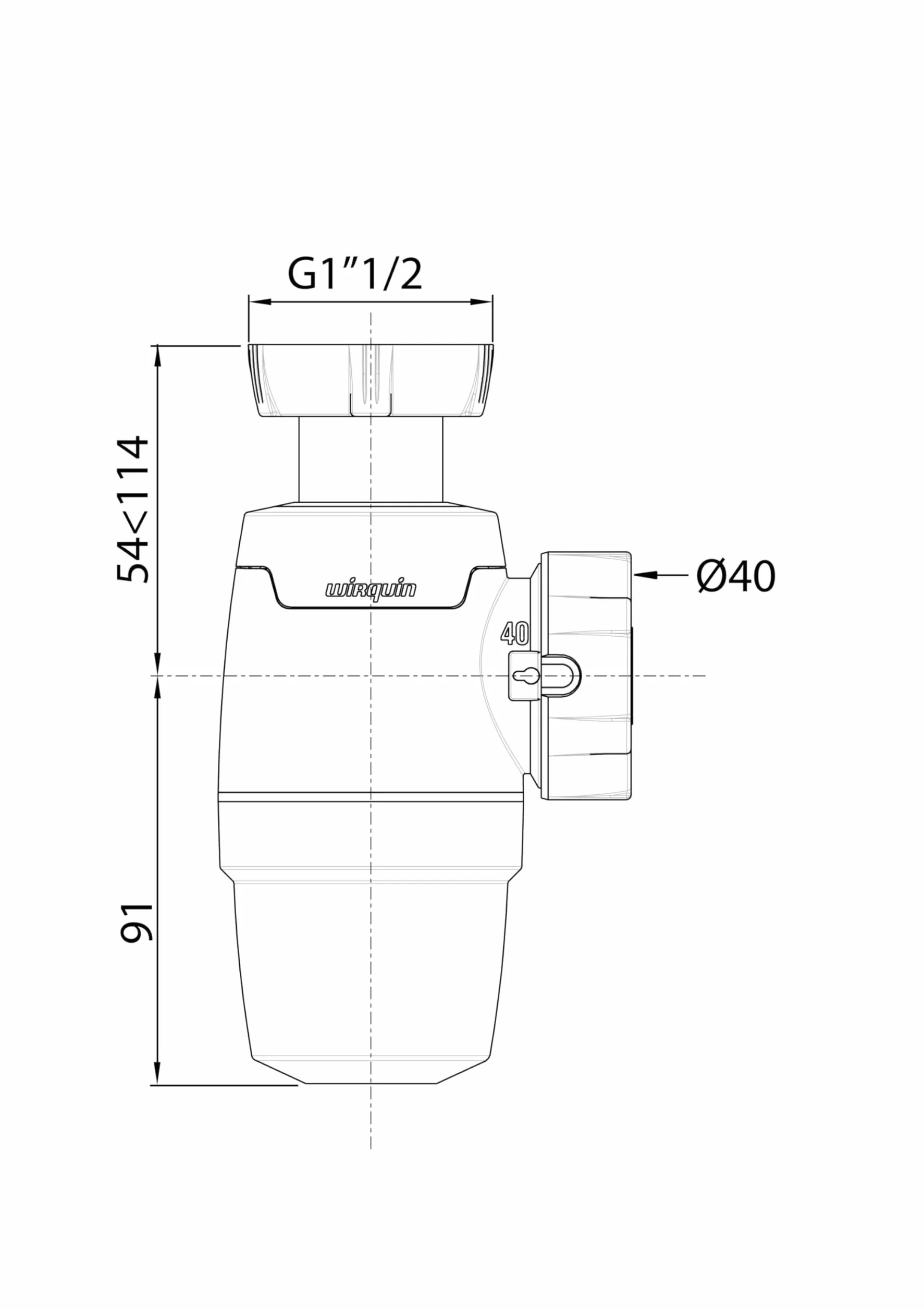 Wirquin Siphon d'évier Néo ⌀40 mm blanc