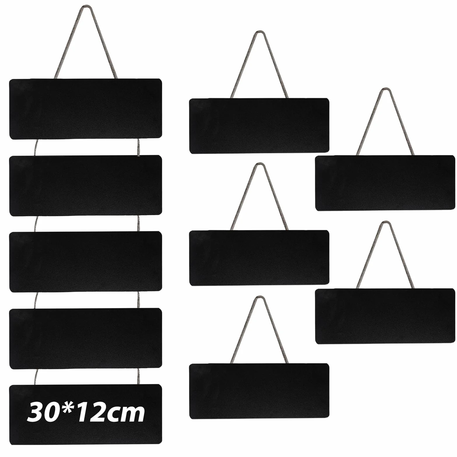 Lot de 5 mini tableaux noirs à suspendre réutilisables, 30 x 12 cm