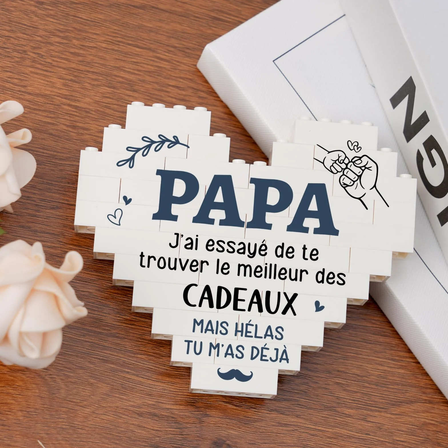Plaque Cœur Cadeau Fête des Pères Original pour Papa