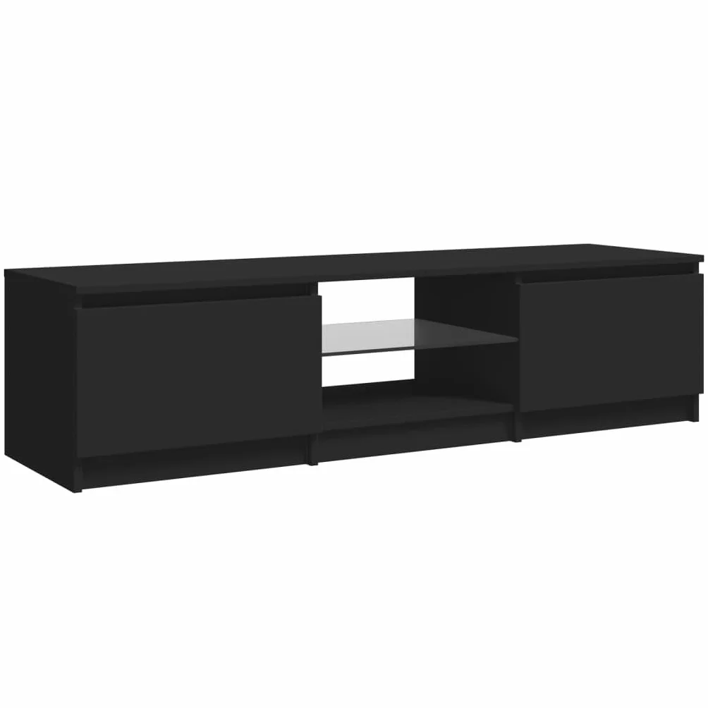 Meuble TV LED Moderne et spacieux avec éclairage RGB en Bois Noir de 140 cm Ameublement et Décoration, Meubles TV
