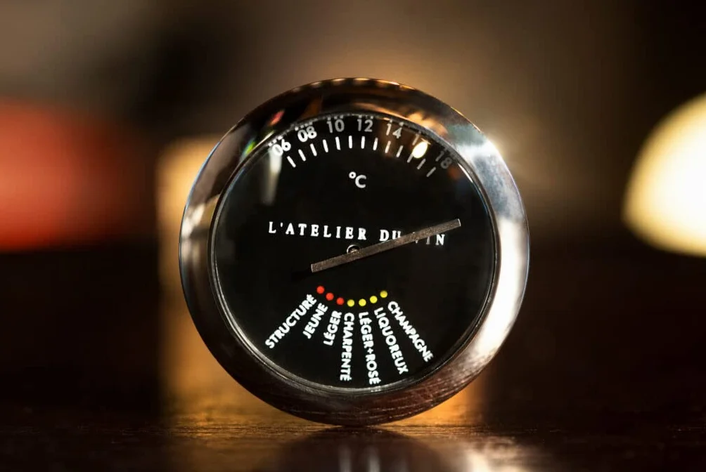 L’ATELIER DU VIN – Thermomètre à Vin – Acier Inoxydable – Savourez Votre Vin à la Bonne Température