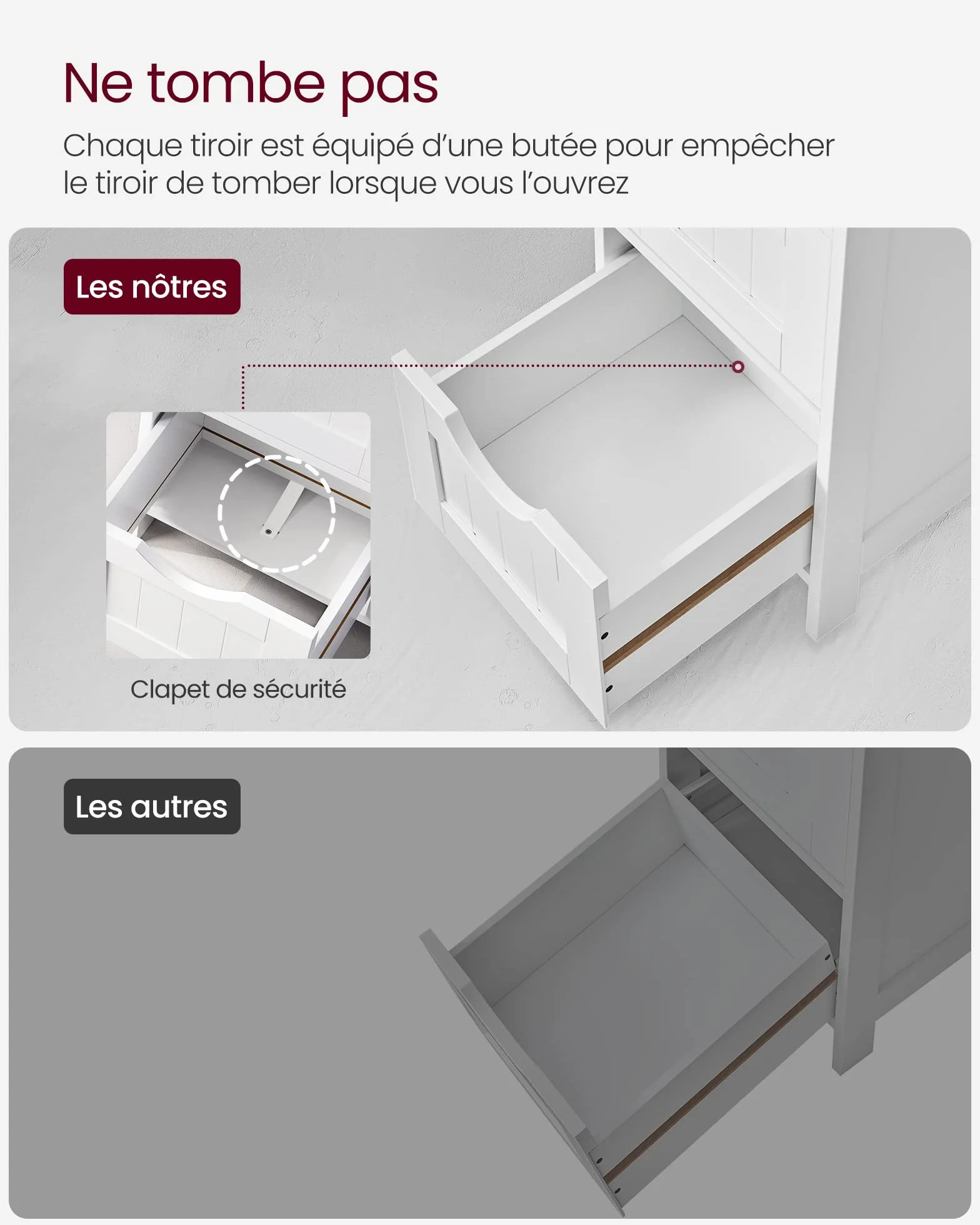 VASAGLE Meuble de Salle de Bain, Armoire sur Pied, avec 4 Tiroirs, 30 x 30 x 82 cm, pour Salon, Salle à Manger, Cuisine, Style Moderne, Blanc LHC40W