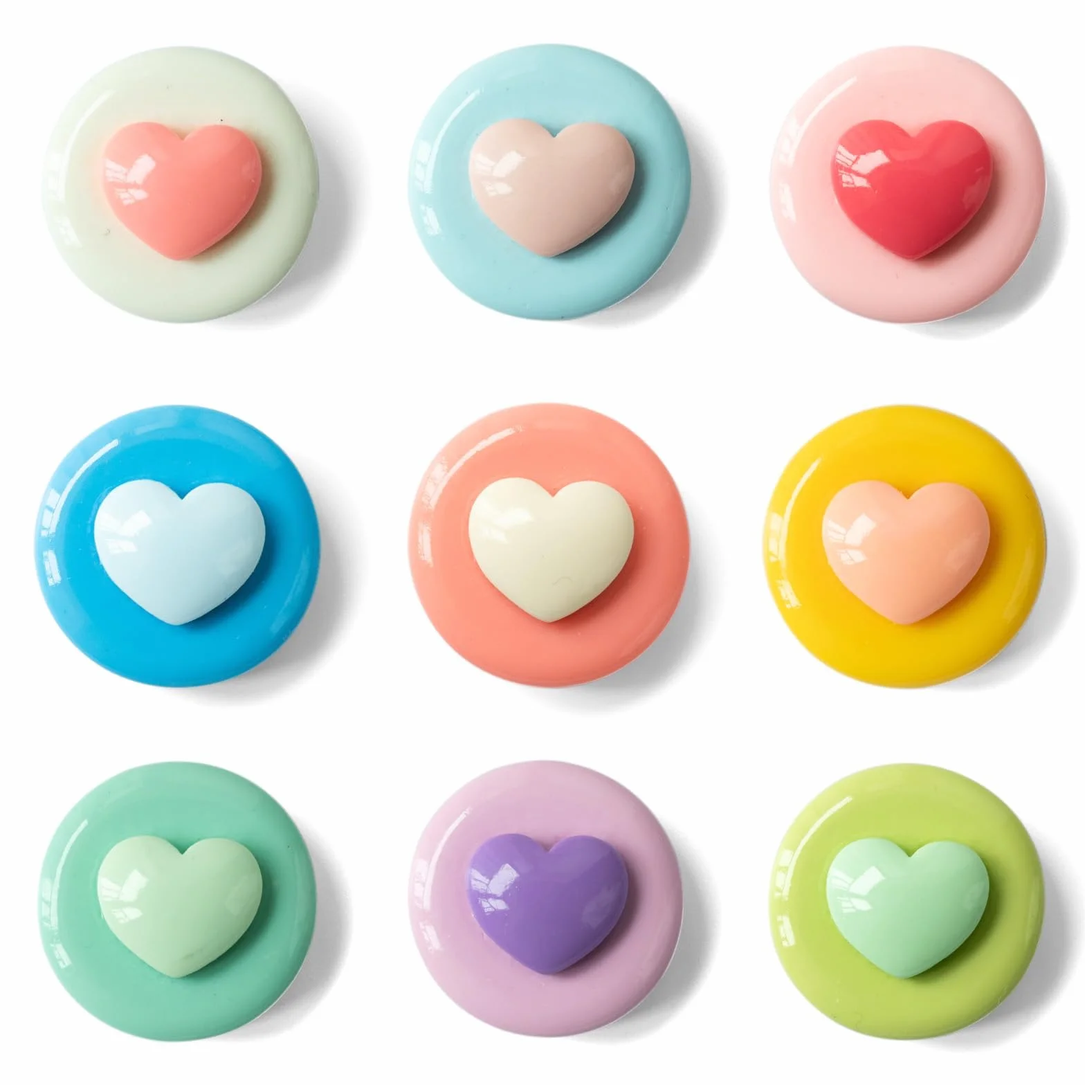 Aimants en forme de cœur macaron multicolore pour tableau blanc, casier, cuisine, bureau
