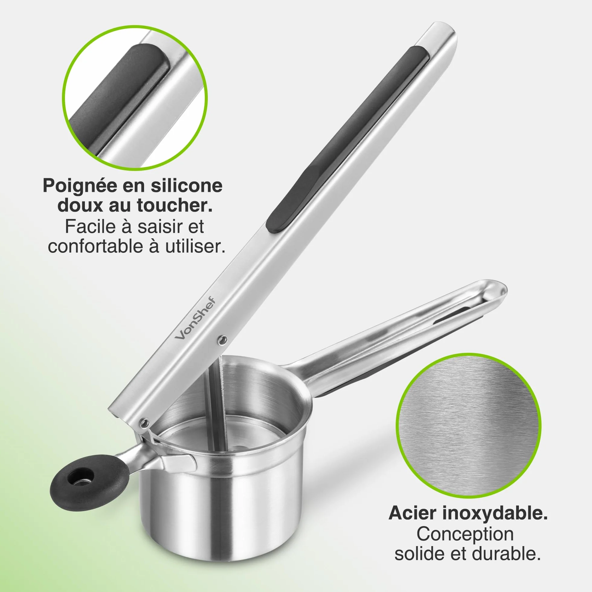 VonShef Presse-Purée Acier Inoxydable pour Fruits et Légumes