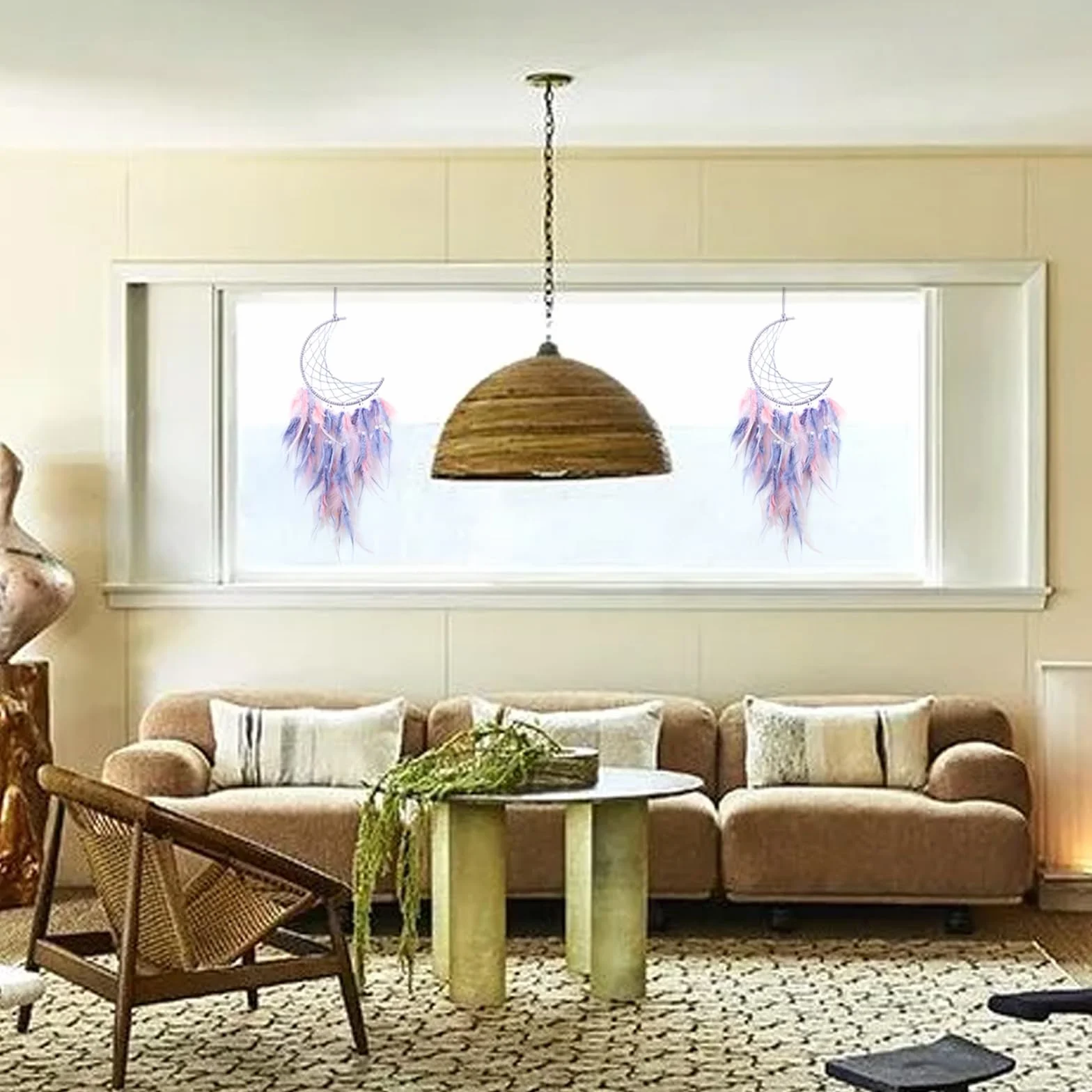 Attrape-Rêves en Plume, Faite Main, Décoration Murale pour Chambre Maison