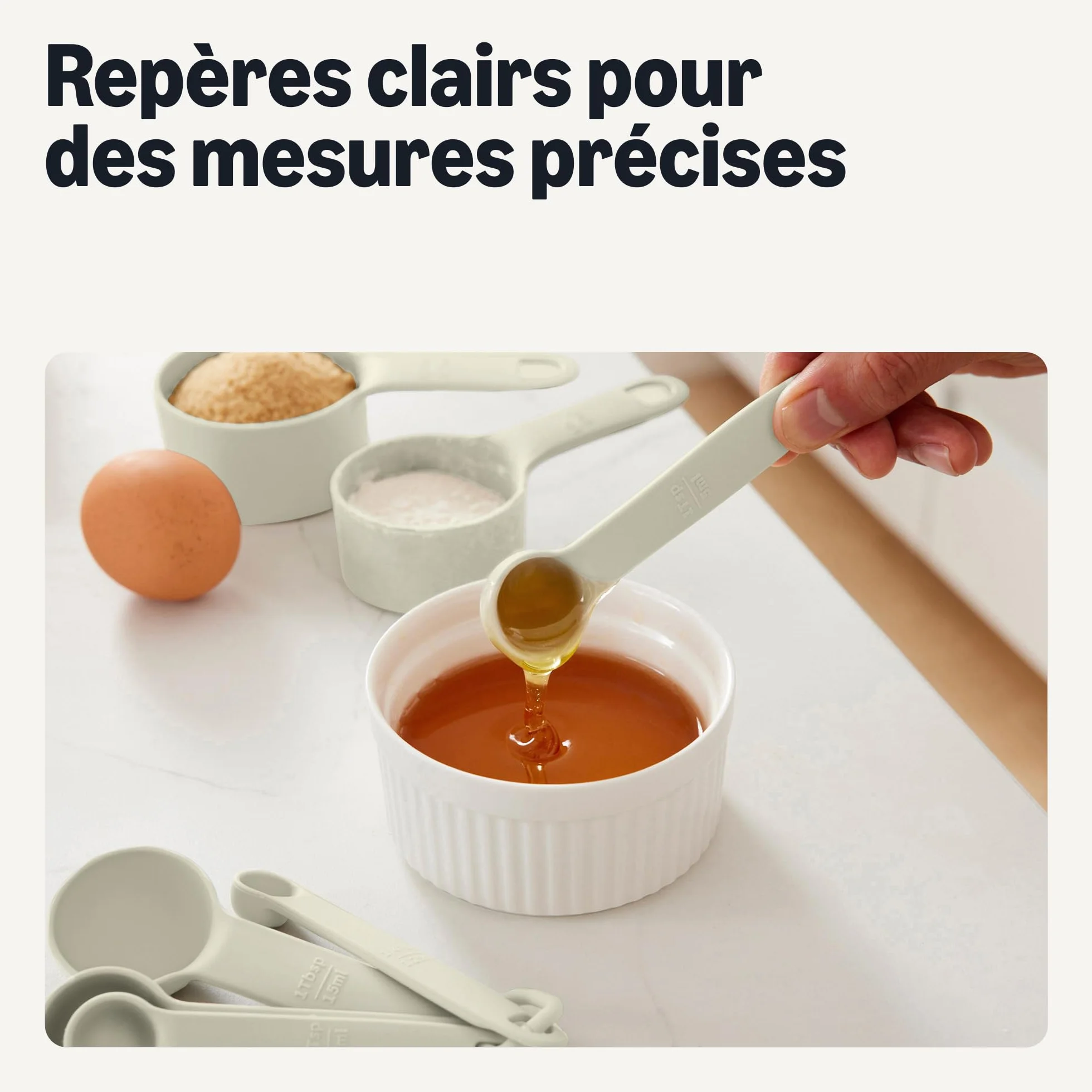 Amazon Basics Tasses et Cuillères à Mesurer, Lot de 10 Pièces, Gris Lin