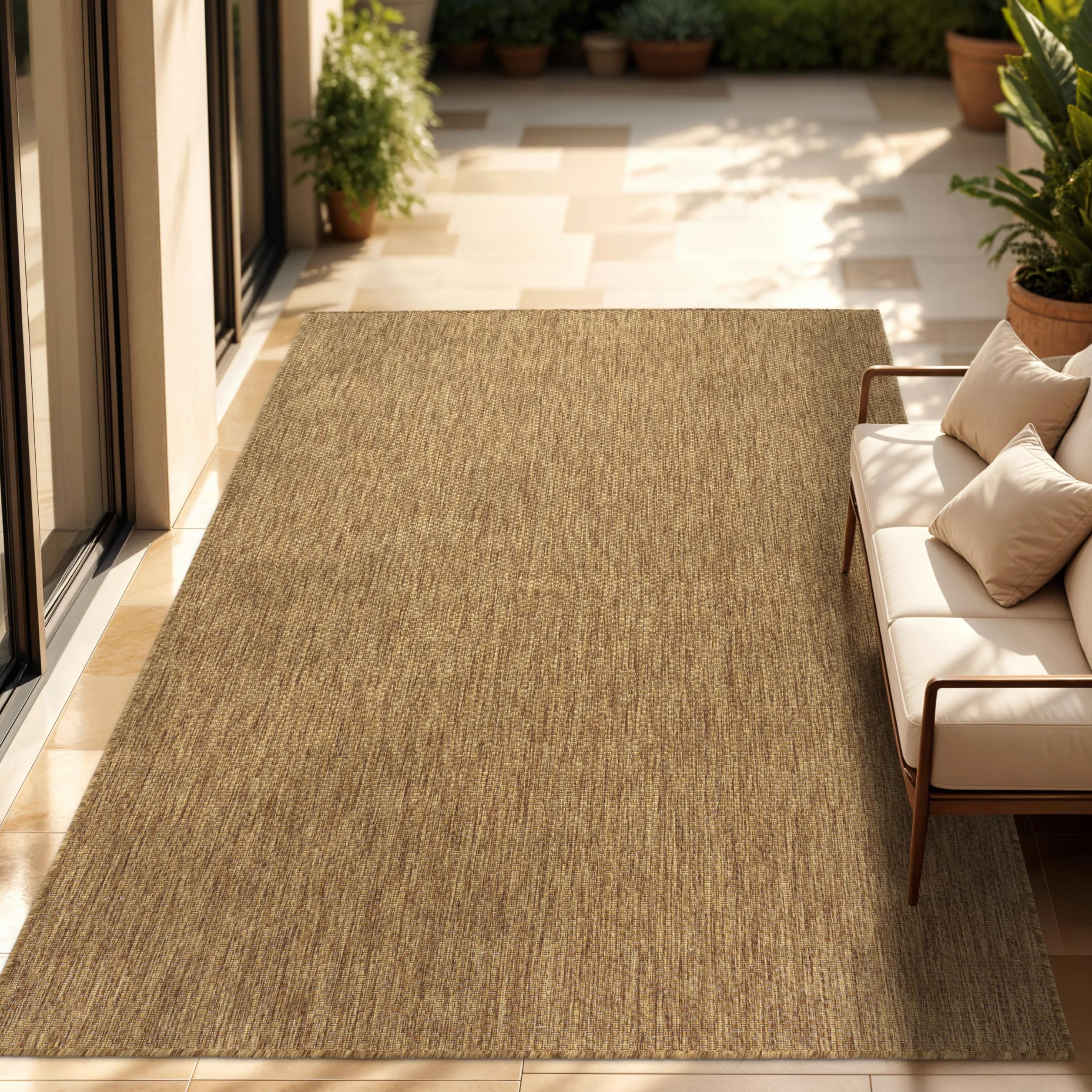 Paco Home Tapis Intérieur Et Extérieur Balcon Terrasse 160x220 cm Café