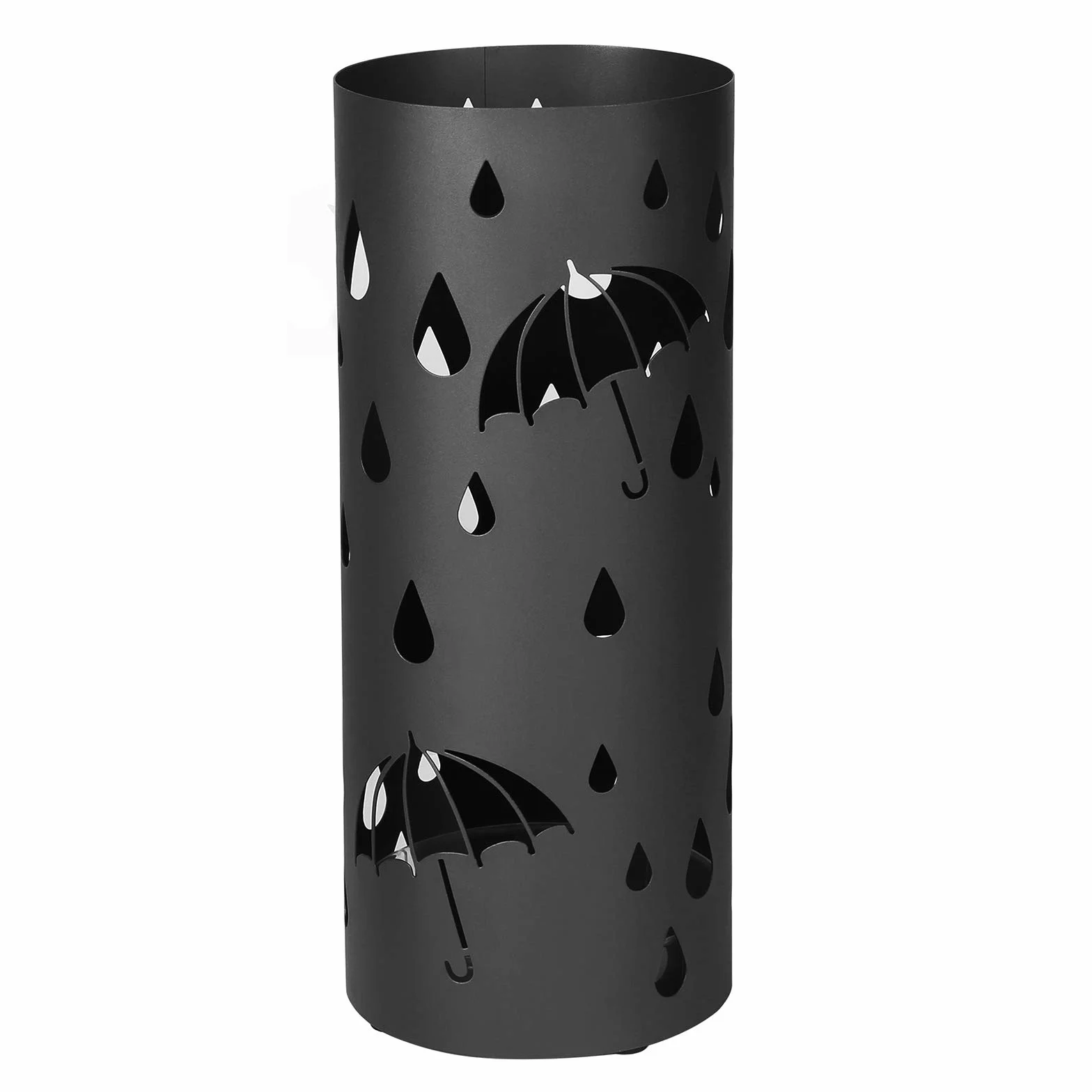 SONGMICS Porte parapluies en Métal avec Plateau et Crochets, 49 x Ø 19,5 cm, Noir LUC23B