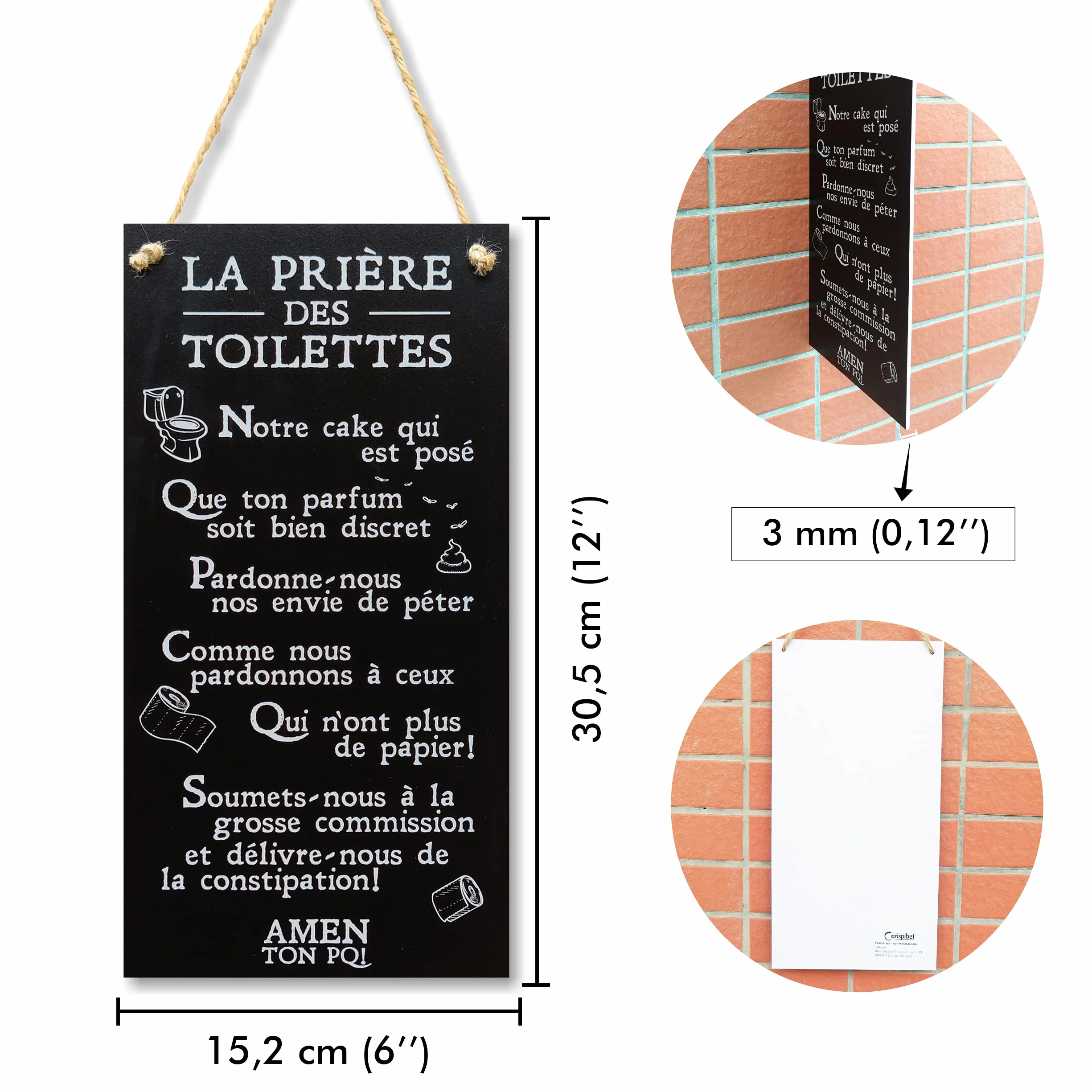 CARISPIBET plaque décoratif salle de bain 30 x 15 cm