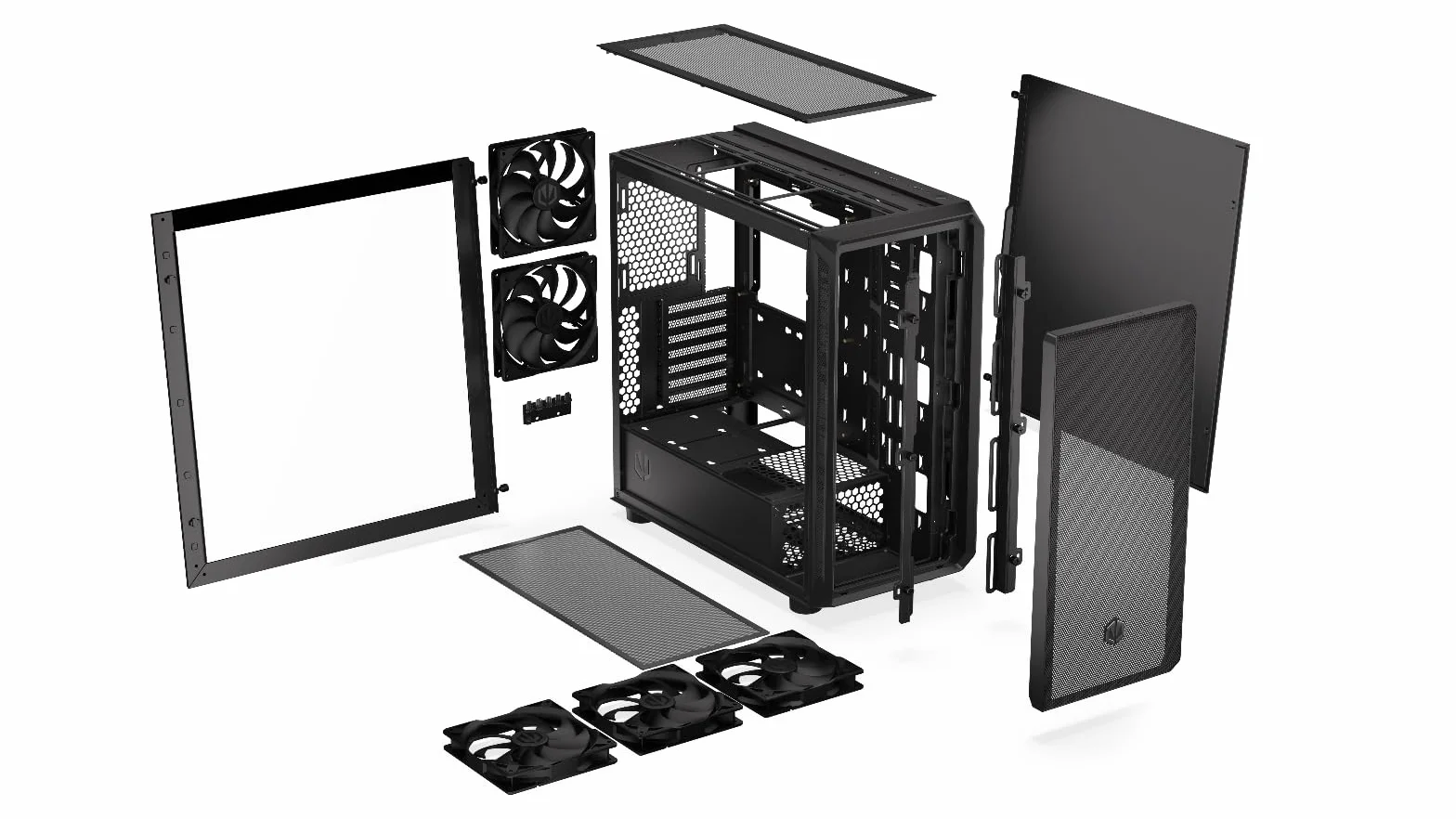 ENDORFY Arx 700 Air, przestronna obudowa ATX, wentylatory 5x140 mm w zestawie, wysoka kompatybilność z wieloma komponentami, miejsce na dwie chłodnice do 360 mm, góra i przód z przewiewnej siatki mesh
