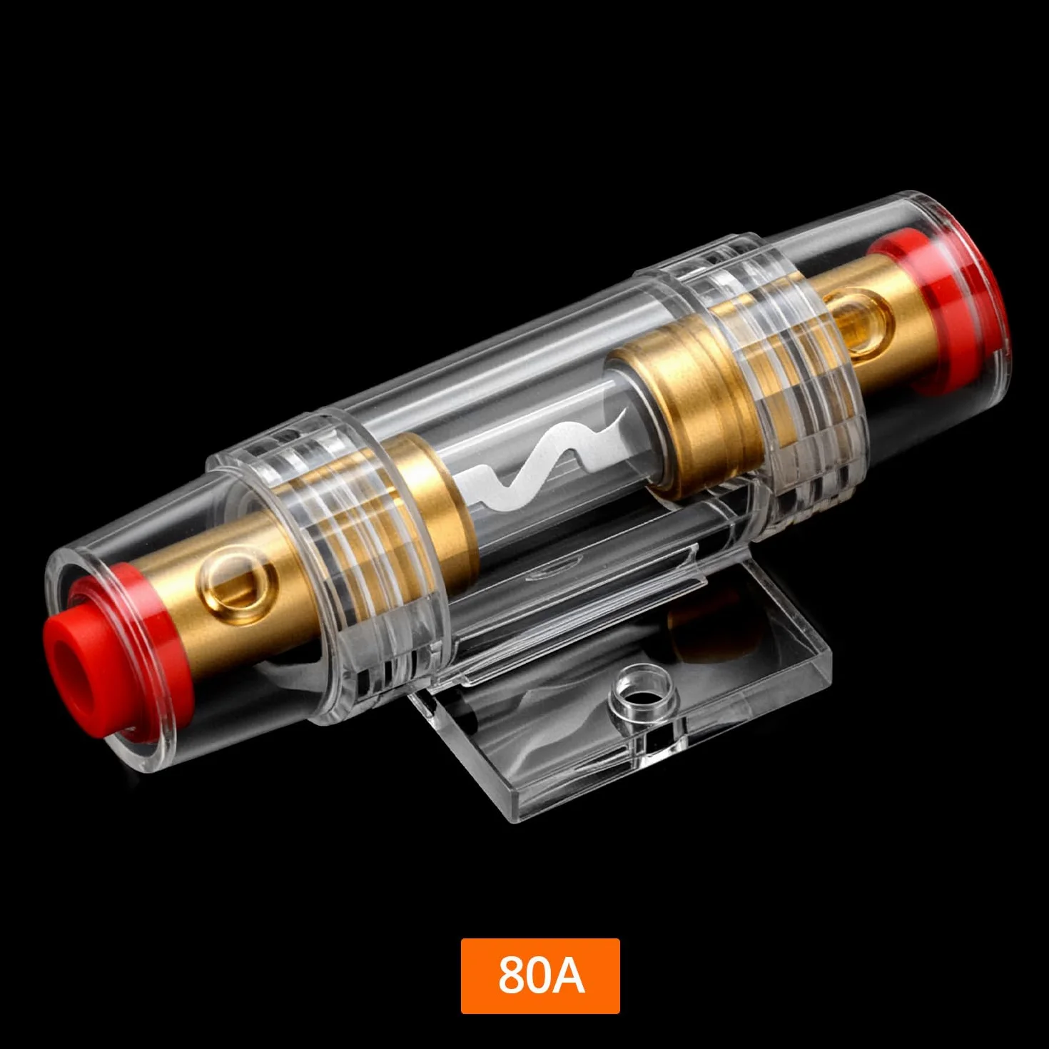QWORK AGU Inline uchwyt bezpiecznikowy 80 A z 2 sztukami bezpieczników 80A AGU do samochodu, alarmu audio, wzmacniacza, kompresora
