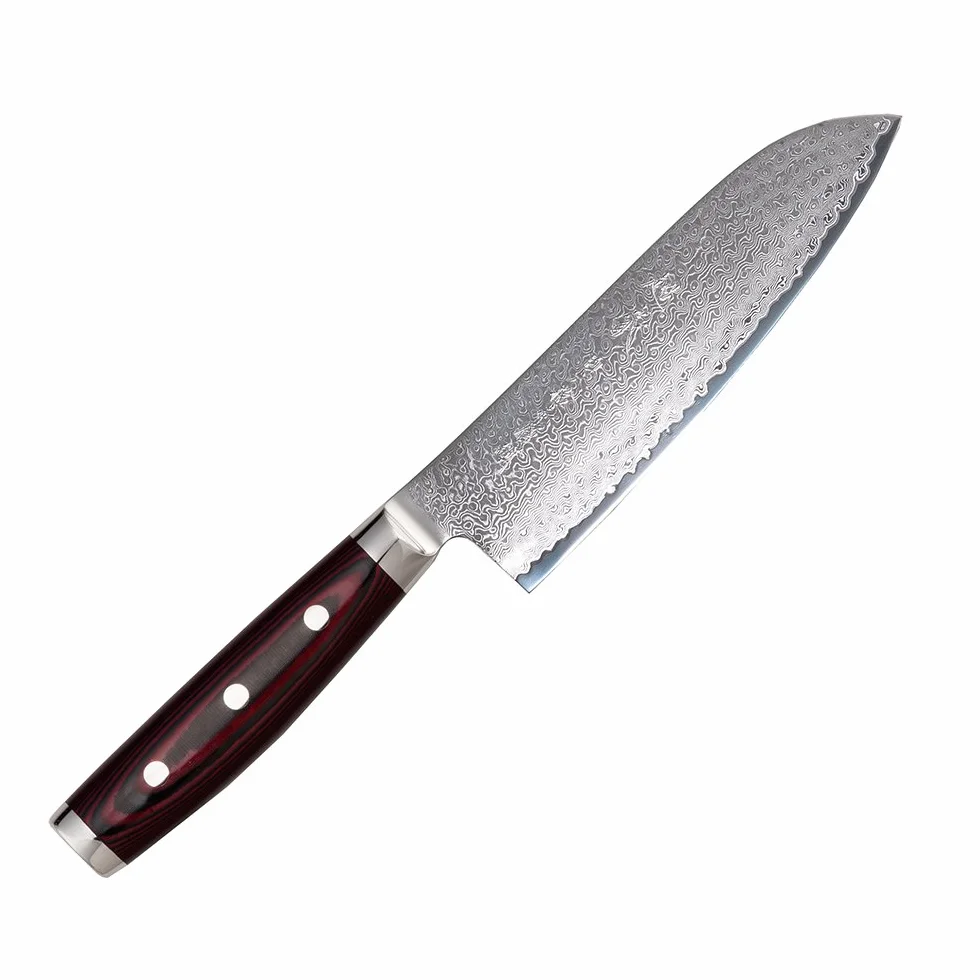 Couteau Damas Yaxell SUPER GOU 161 - Lame de 16,5cm - Couteau de Cuisine Santoku - Fabriqué au Japon